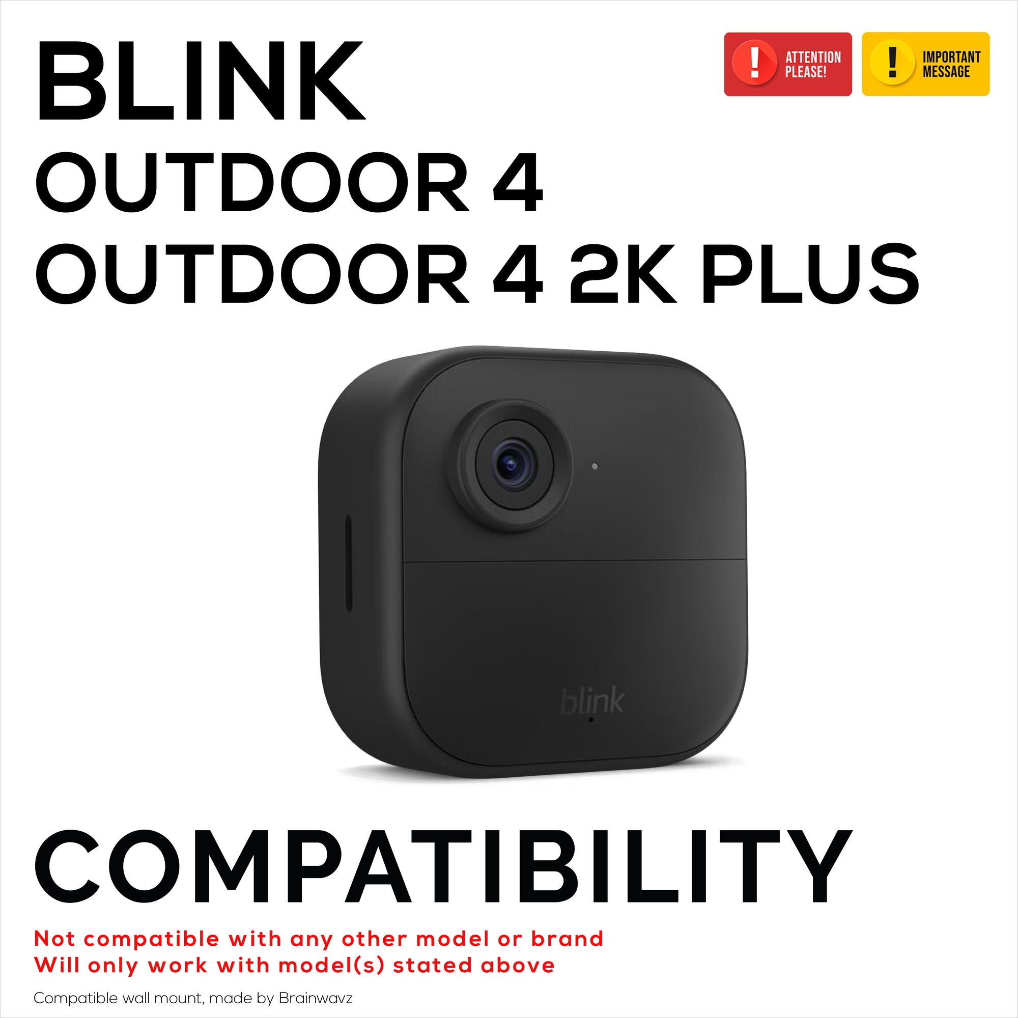 حامل جداري لكاميرا Blink Outdoor 4 / Outdoor 4 2K Plus - حامل كاميرا آمن مع خيار التثبيت بشريط VHB أو البراغي، تصميم سهل التركيب، عبوة من قطعتين