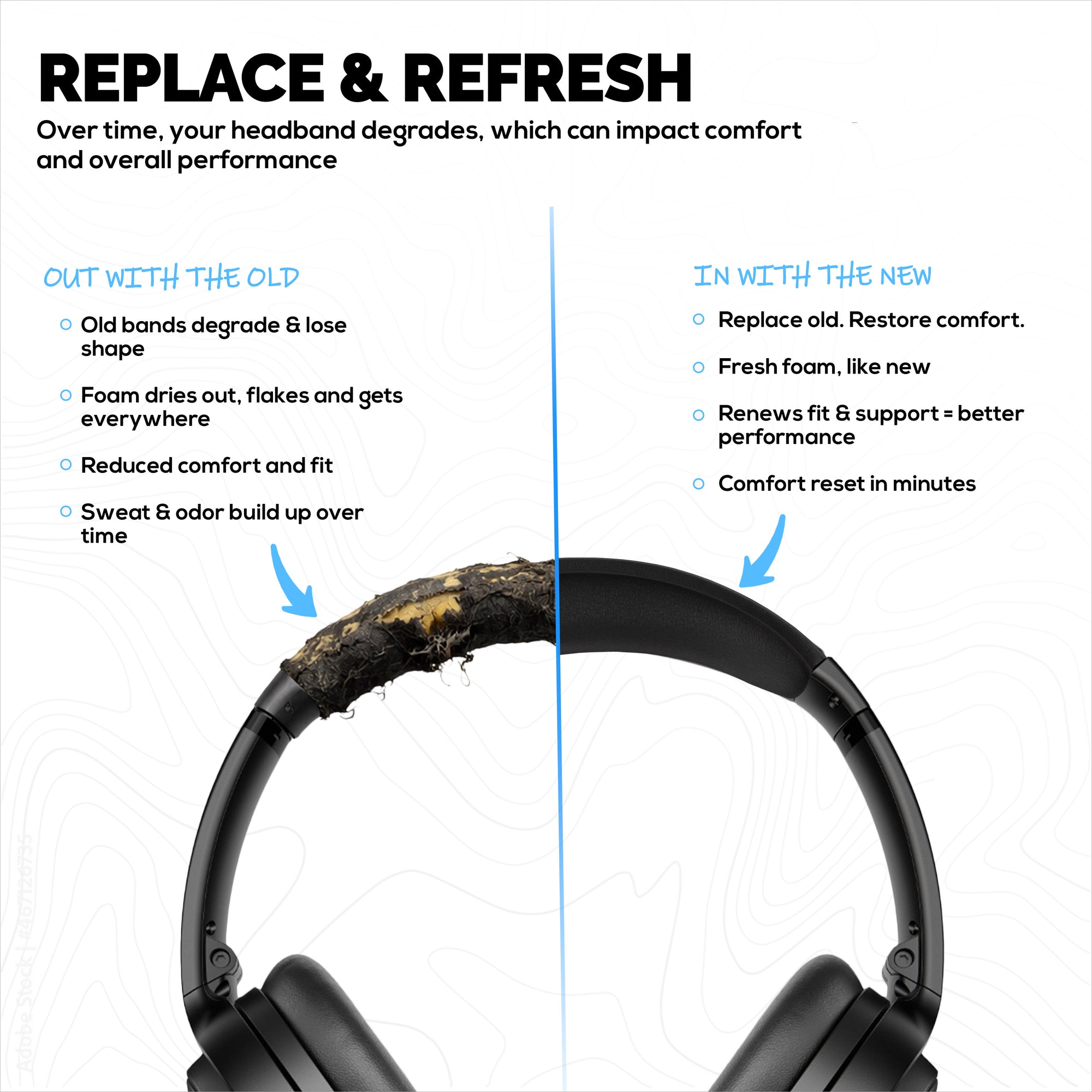 طوق رأس بديل من الجلد الصناعي لسماعات Bose QuietComfort QC45 وQCSC وQC اللاسلكية - وسادة علوية للسماعة - لاستعادة الراحة والملاءمة