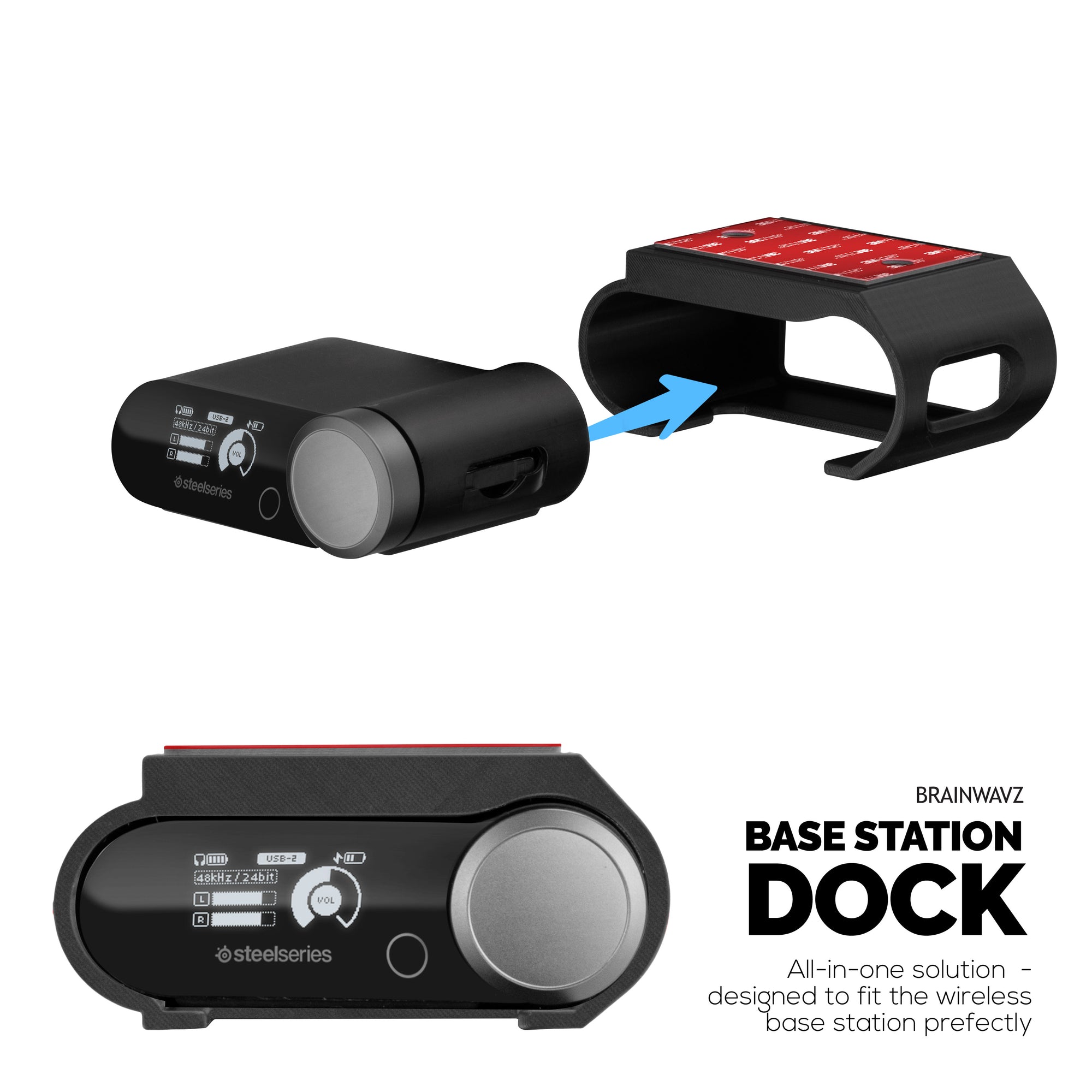 Under Desk Mount for SteelSeries Arctis Nova Pro Wireless Base Station – Secure Fit, Easy Install with Screws or VHB Tape