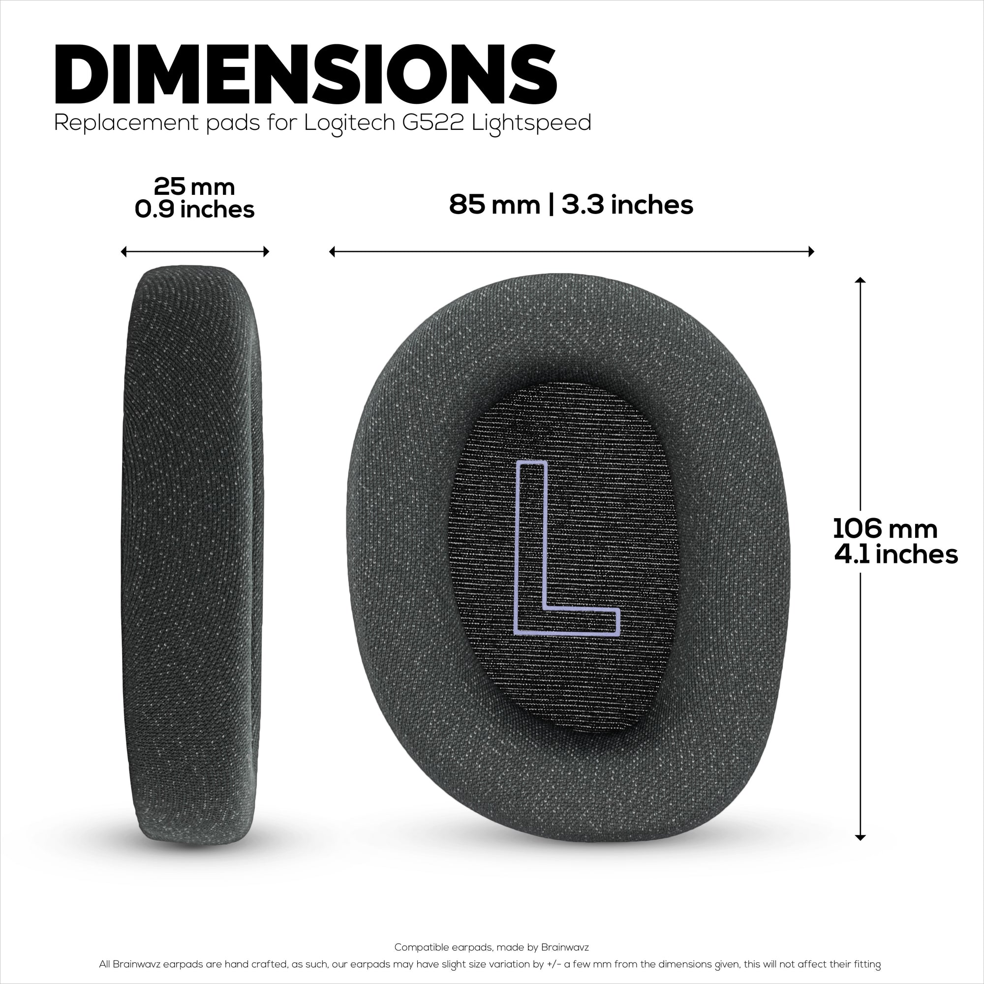 وسادات أذن من قماش شبكي لسماعة Logitech G522 Lightspeed، قماش شبكي يسمح بالتهوية ورغوة ذاكرة عالية الجودة - أكثر سمكًا وراحةً ومتانةً.