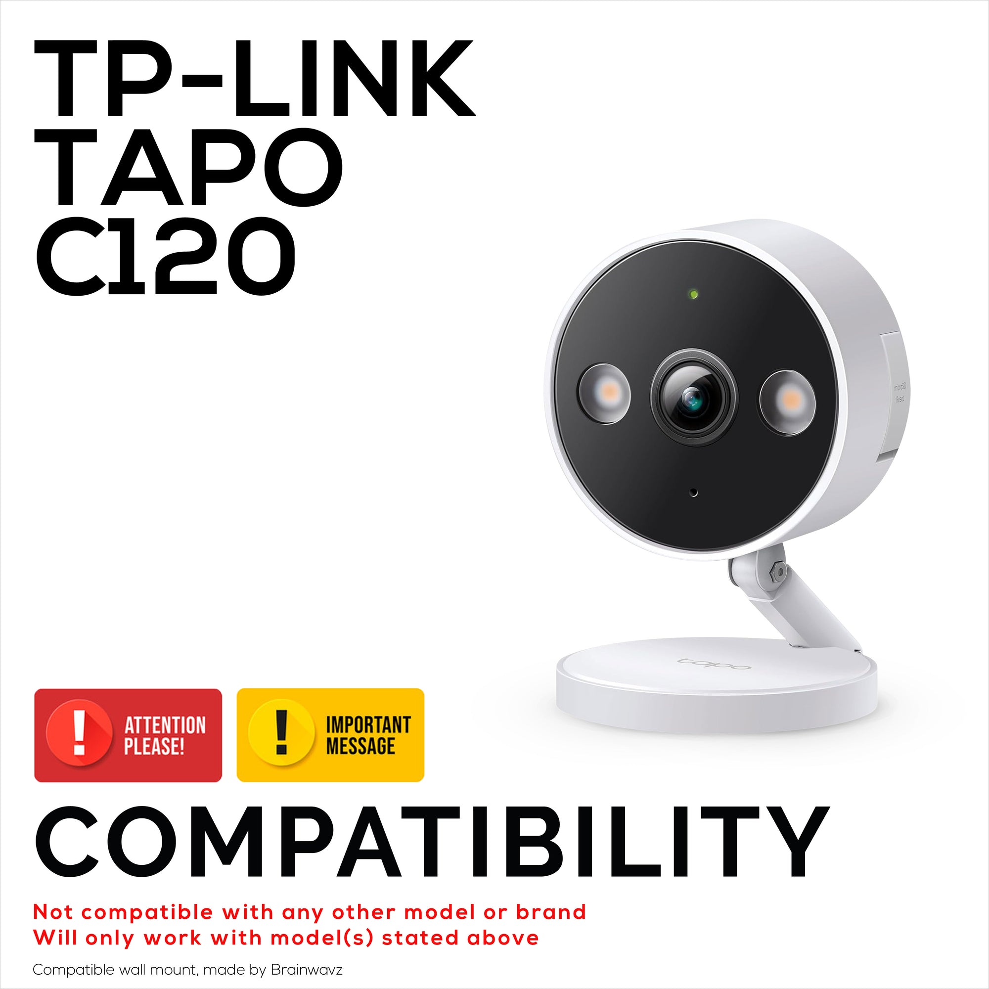 حامل حائط لكاميرا TP-Link Tapo C120 - حامل سهل التركيب بمقاس مخصص مع شريط 3M VHB ومسامير للتثبيت الآمن