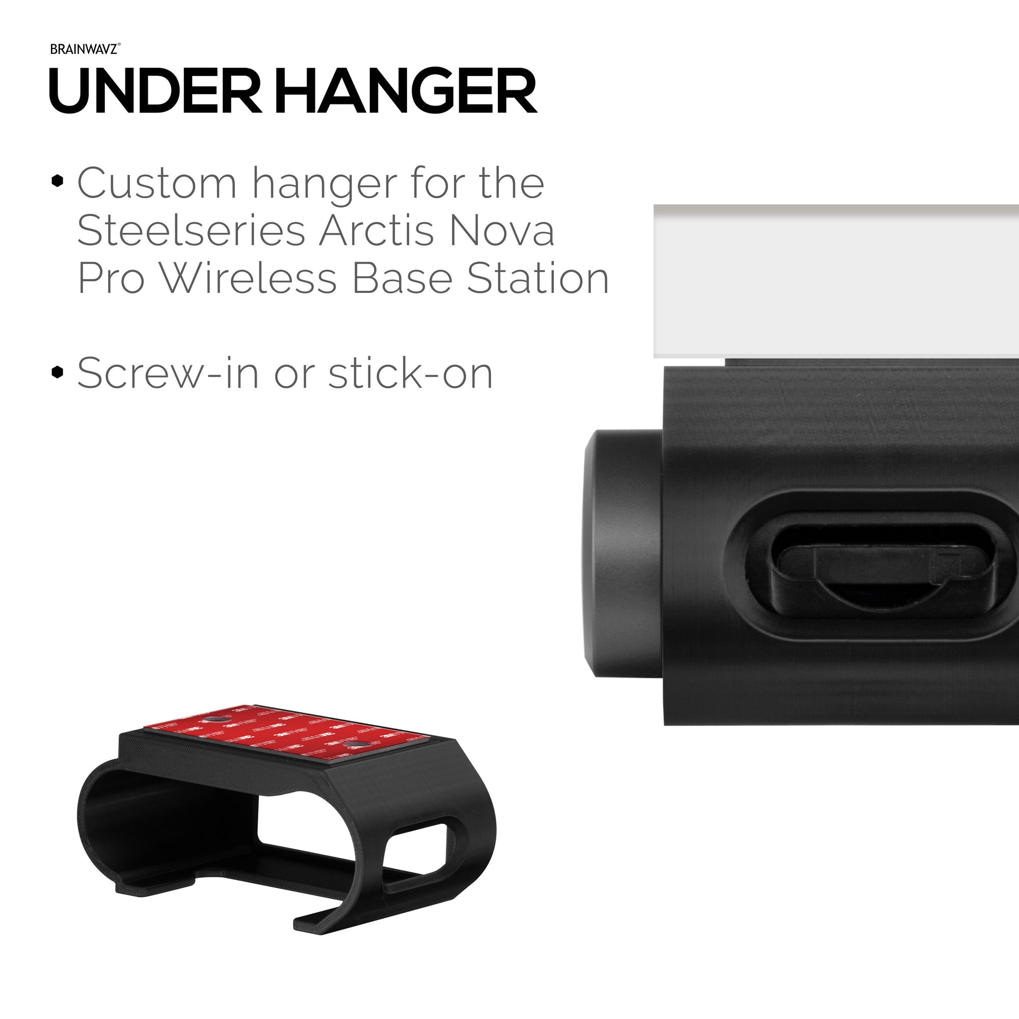 Under Desk Mount for SteelSeries Arctis Nova Pro Wireless Base Station – Secure Fit, Easy Install with Screws or VHB Tape