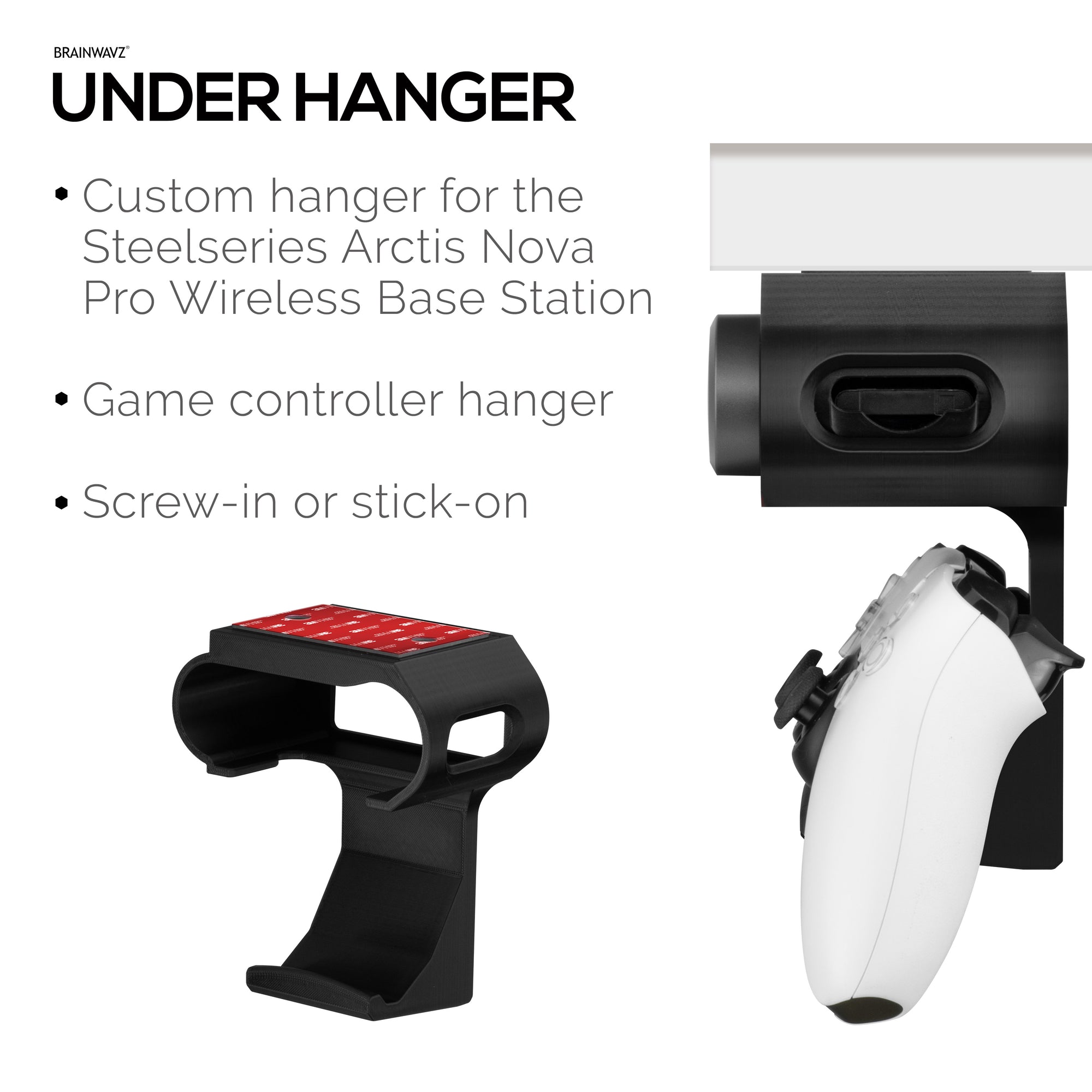Under Desk Mount & Game Controller Hanger for SteelSeries Arctis Nova Pro Wireless Base Station