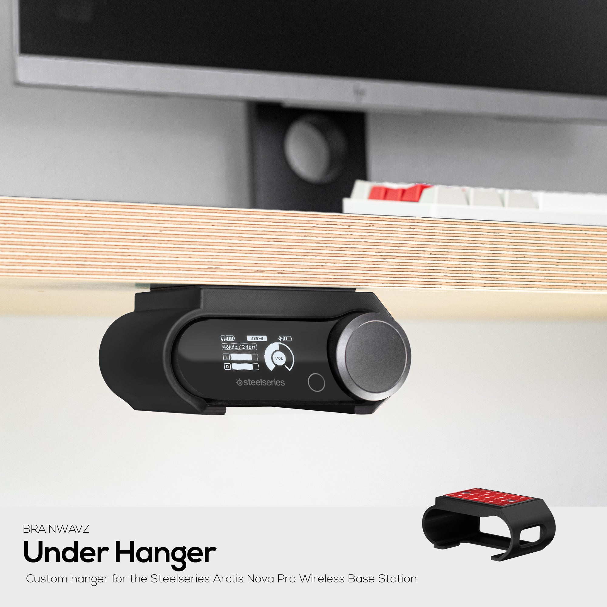 Under Desk Mount for SteelSeries Arctis Nova Pro Wireless Base Station – Secure Fit, Easy Install with Screws or VHB Tape