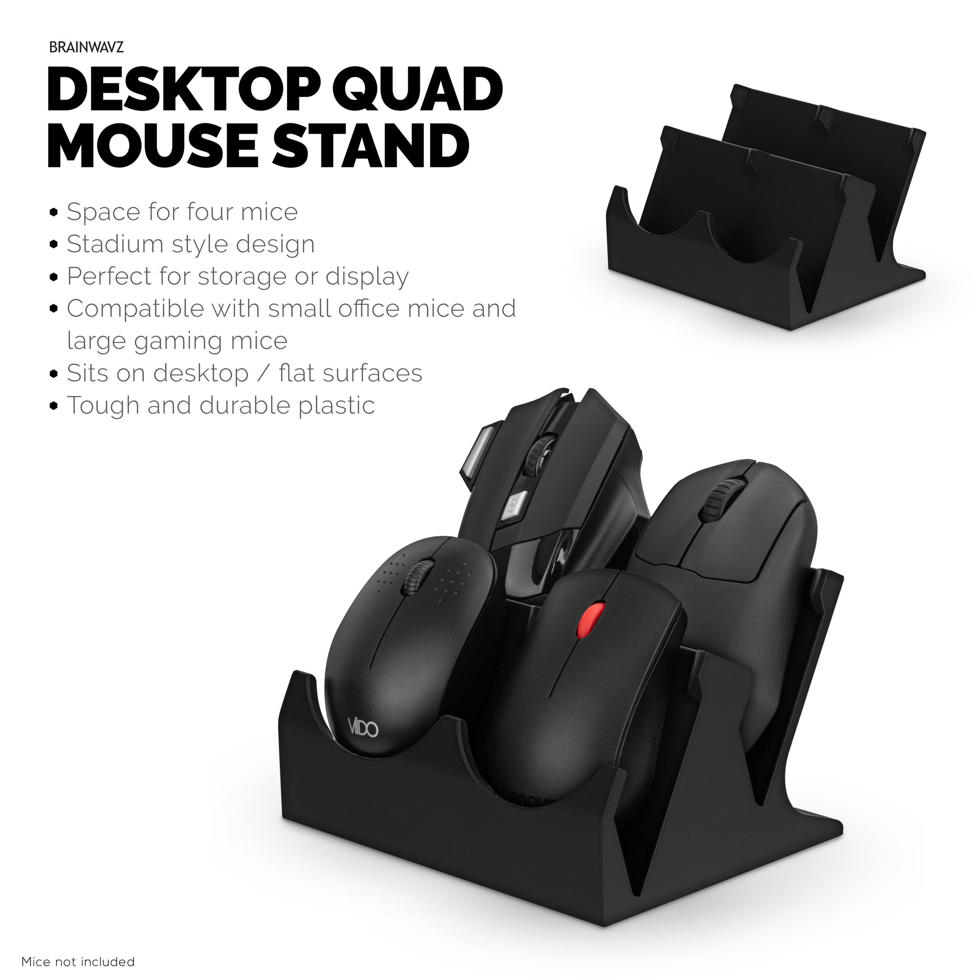 Desktop Quad PC-Mausständerhalter für Gaming- und Büromäuse von Logitech, Razer, Corsair und mehr