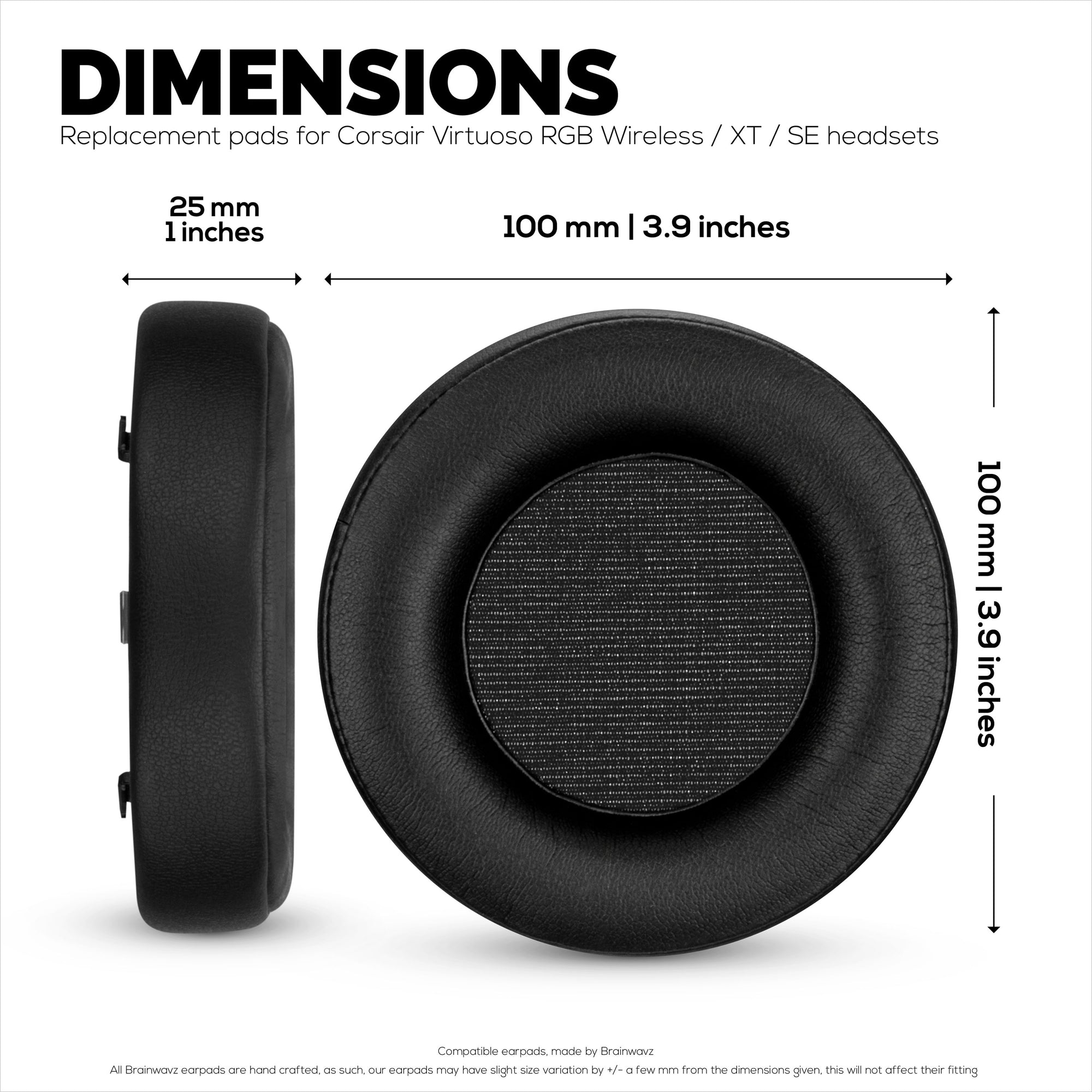 Erstatningsørepuder til Corsair Virtuoso RGB Gaming Headset (trådløst/XT/SE), blødt PU-læder og ekstra komfort