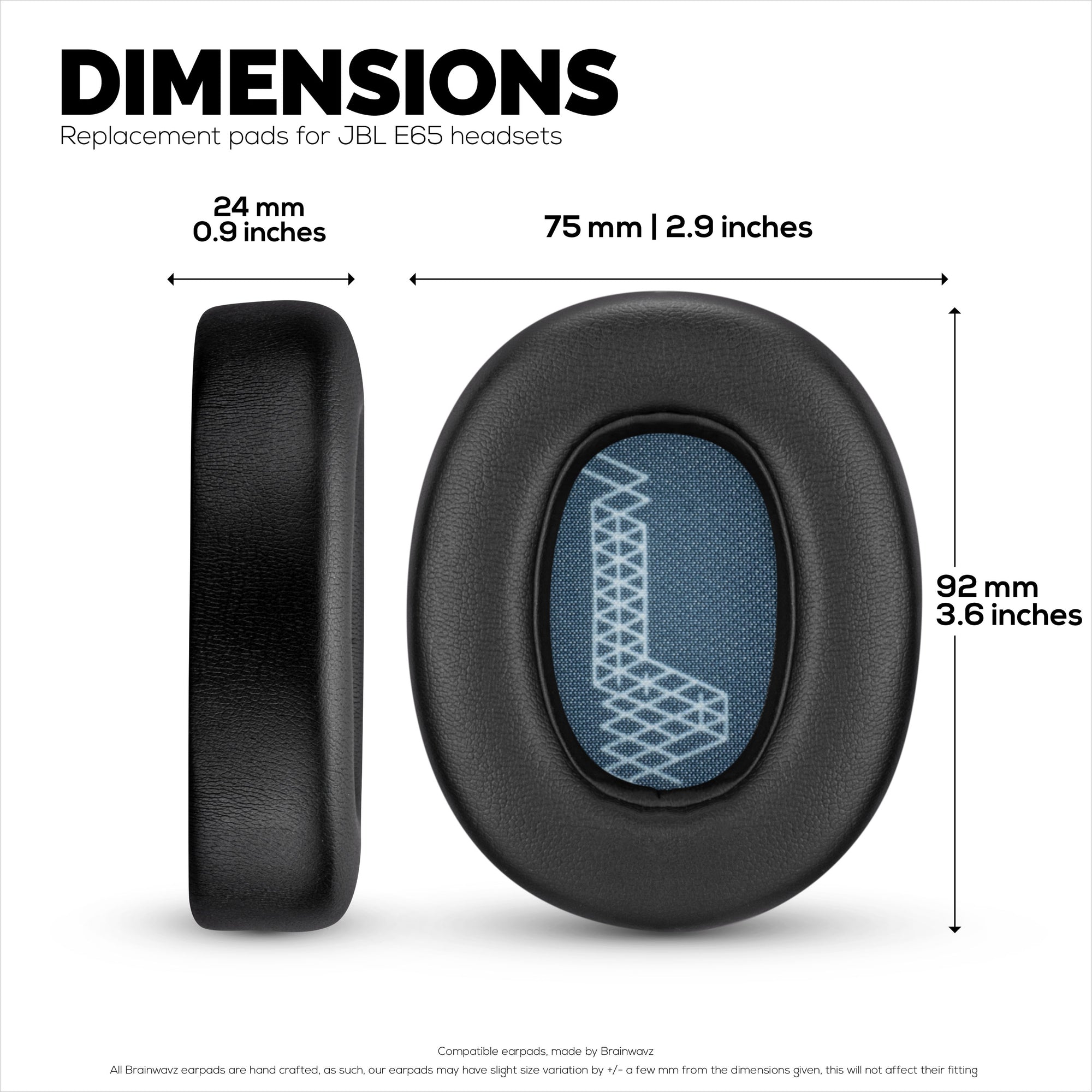 Erstatningsørepuder til JBL E65 (E65BT E65BTNC), Live 650 (650NC 650BTNC), Live 660 (660NC 660BTNC) & Duet NC, bløde PU-læderpuder