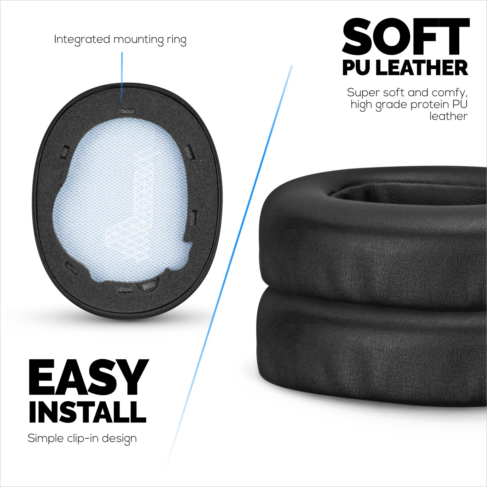 Erstatningsørepuder til JBL E65 (E65BT E65BTNC), Live 650 (650NC 650BTNC), Live 660 (660NC 660BTNC) & Duet NC, bløde PU-læderpuder