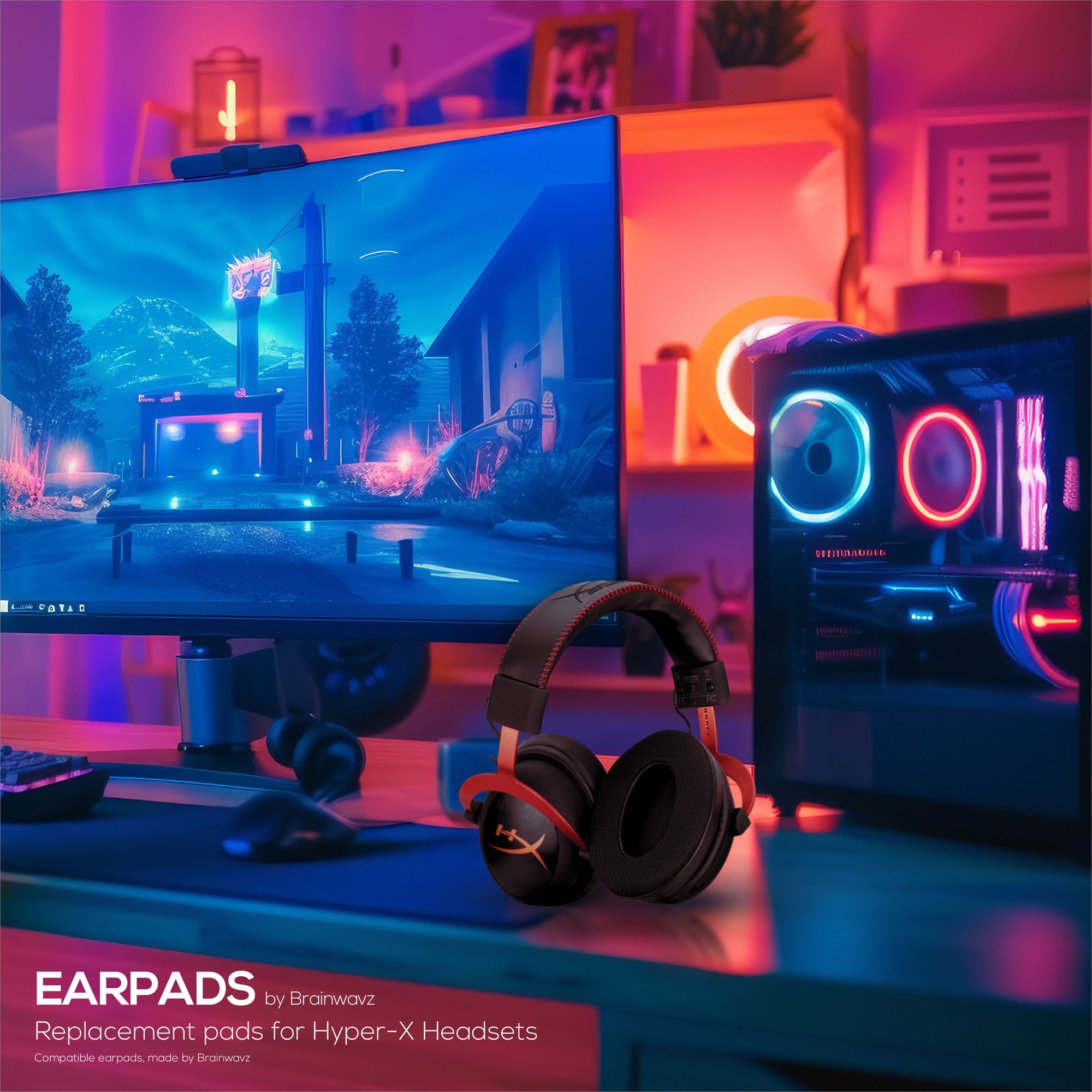 وسادات أذن هجينة لسماعات HyperX Cloud 1 و2 / 2 اللاسلكية وCore وFlight / Flight S وAlpha / Alpha S والمزيد، نسيج ناعم مسامي، جل تبريد، راحة إضافية، متينة وتدوم طويلاً