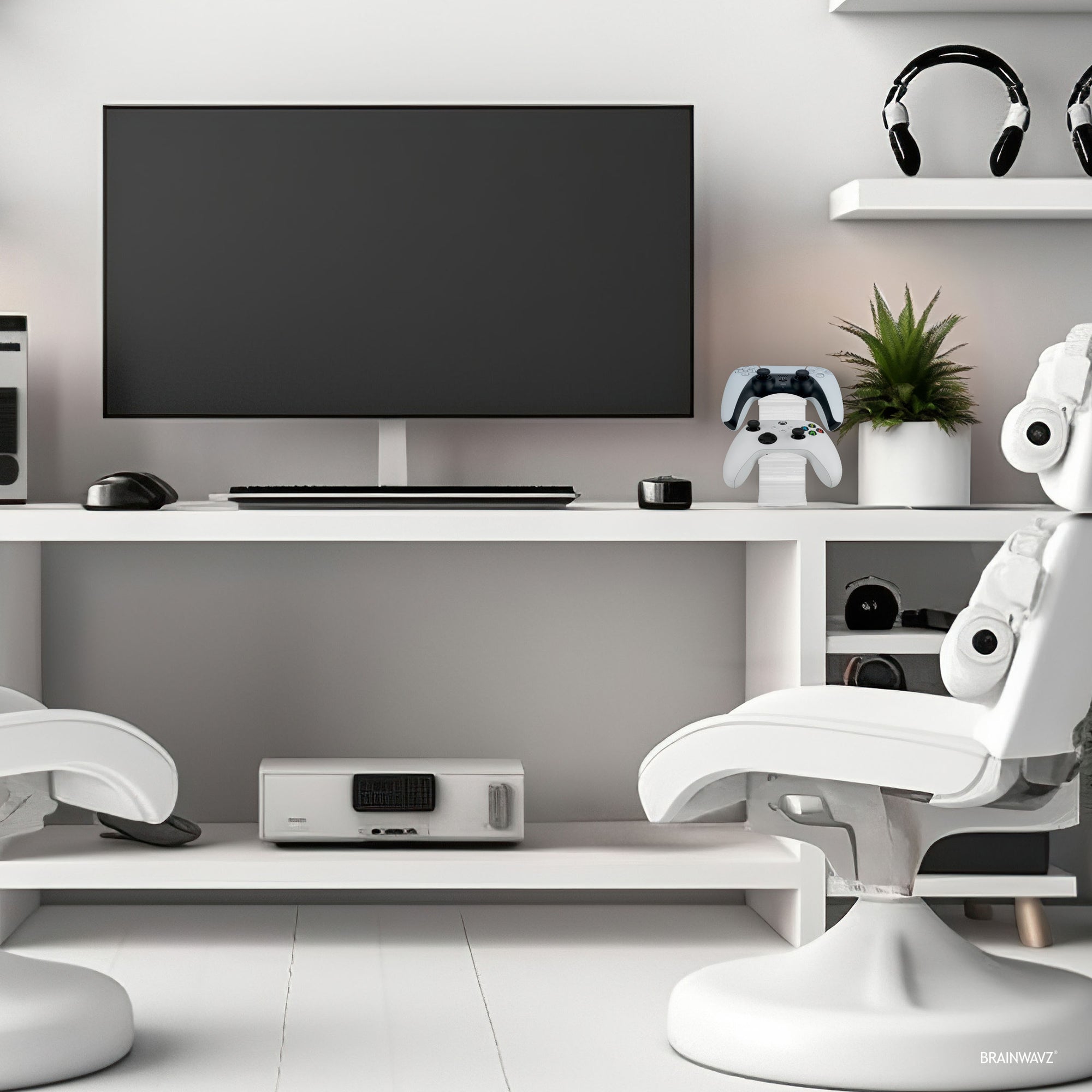 The Sentinel - حامل وحدة تحكم الألعاب المزدوج للمكاتب، تصميم عالمي لجميع لوحات الألعاب