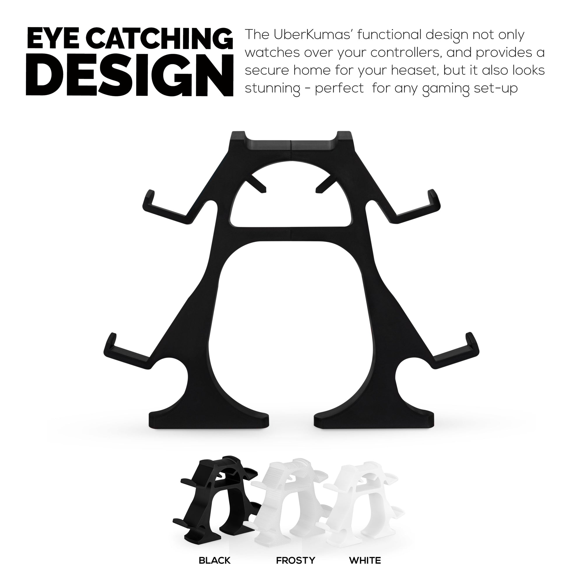 UberKuma - حامل وحدة تحكم رباعي وحامل سماعة رأس للمكاتب، مناسب لجميع لوحات الألعاب وسماعات الرأس