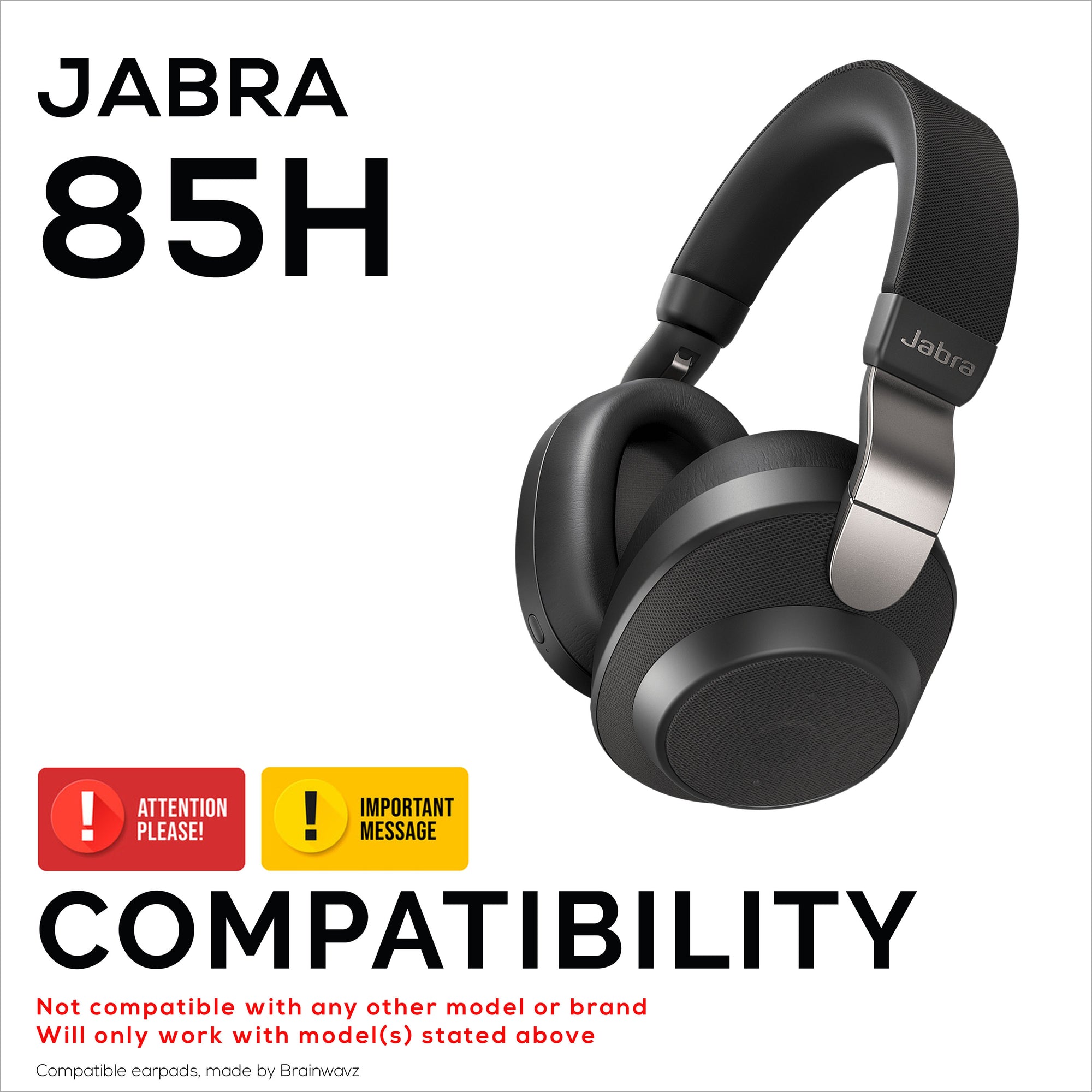 وسائد أذن بديلة لسماعات الرأس اللاسلكية Jabra Elite 85H - جلد البولي يوريثان الناعم وإسفنج الذاكرة