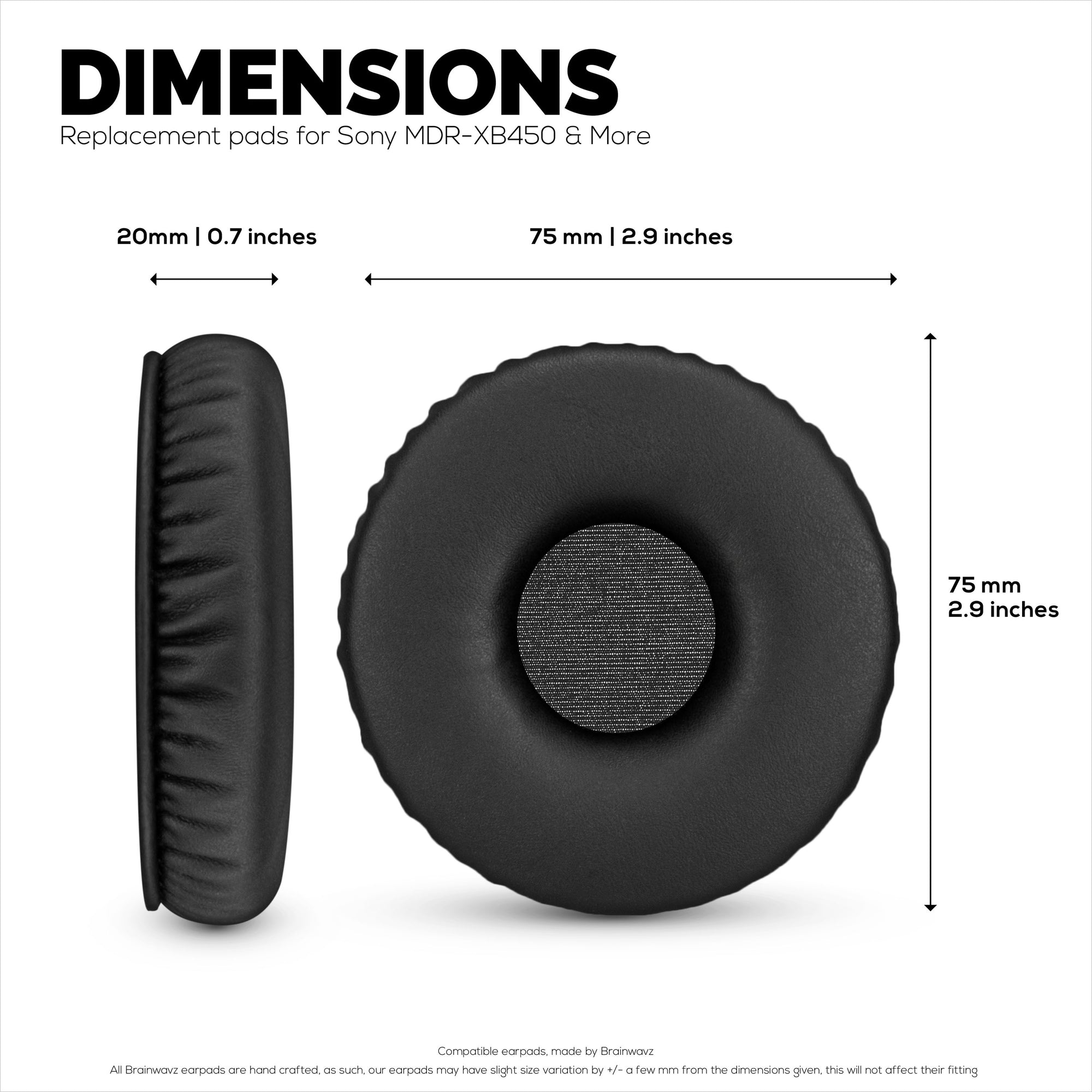 Replacements Earpads for SONY MDR-XB450, XB450AP, XB550AP Headphones - Soft PU Leather & Memory Foam