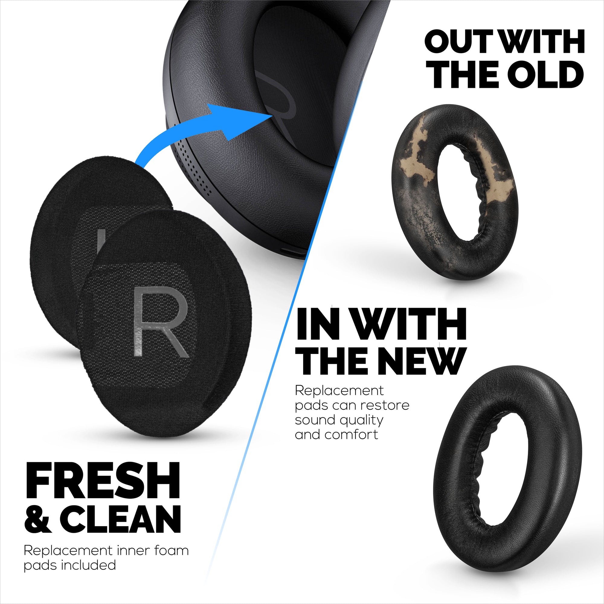 وسائد أذن من جلد الغنم لسماعات BOSE NC700، جودة عالية، جلد ناعم ووسادة أذن من إسفنج الذاكرة لمزيد من الراحة