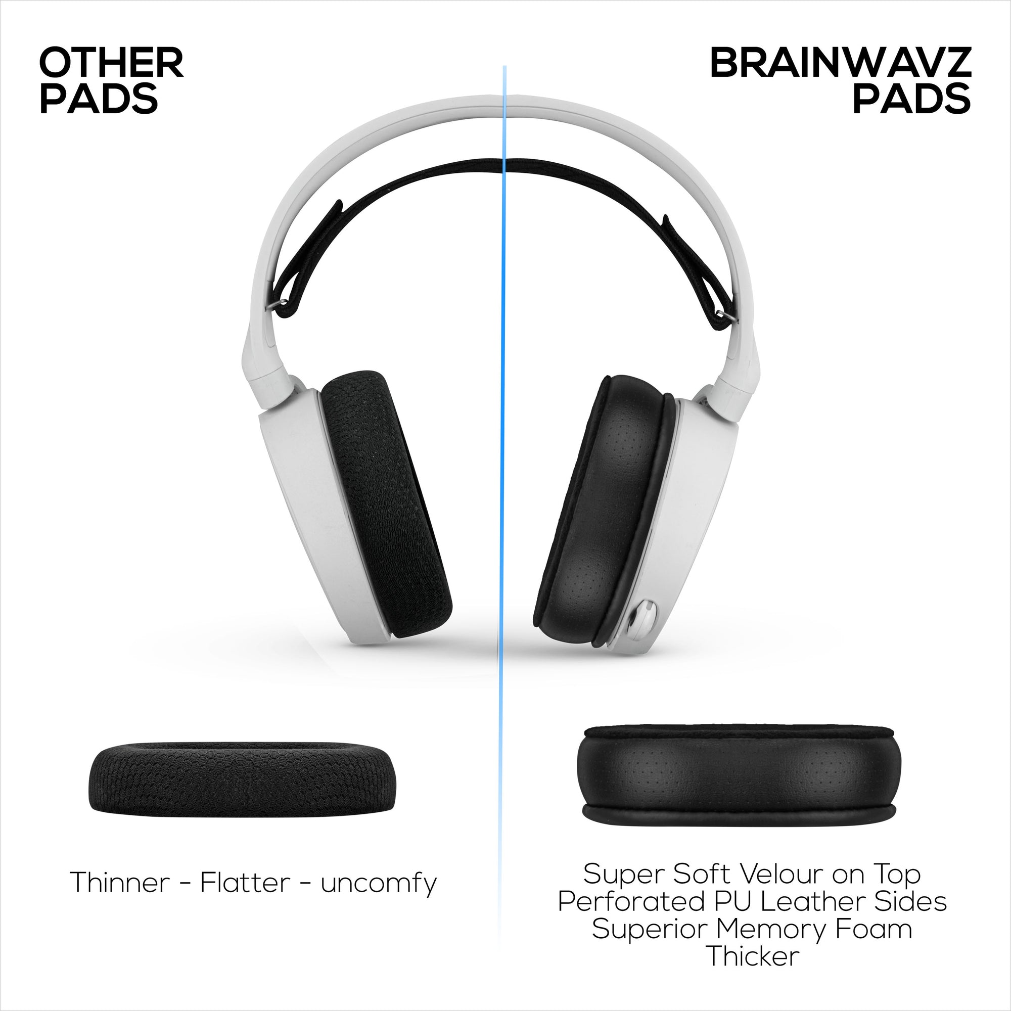 وسائد أذن هجينة لسماعات Steelseries Arctis 1، 3، 5، 7، 9، PRO & PRIME - رغوة الذاكرة السميكة، أكثر راحة وتدوم طويلاً