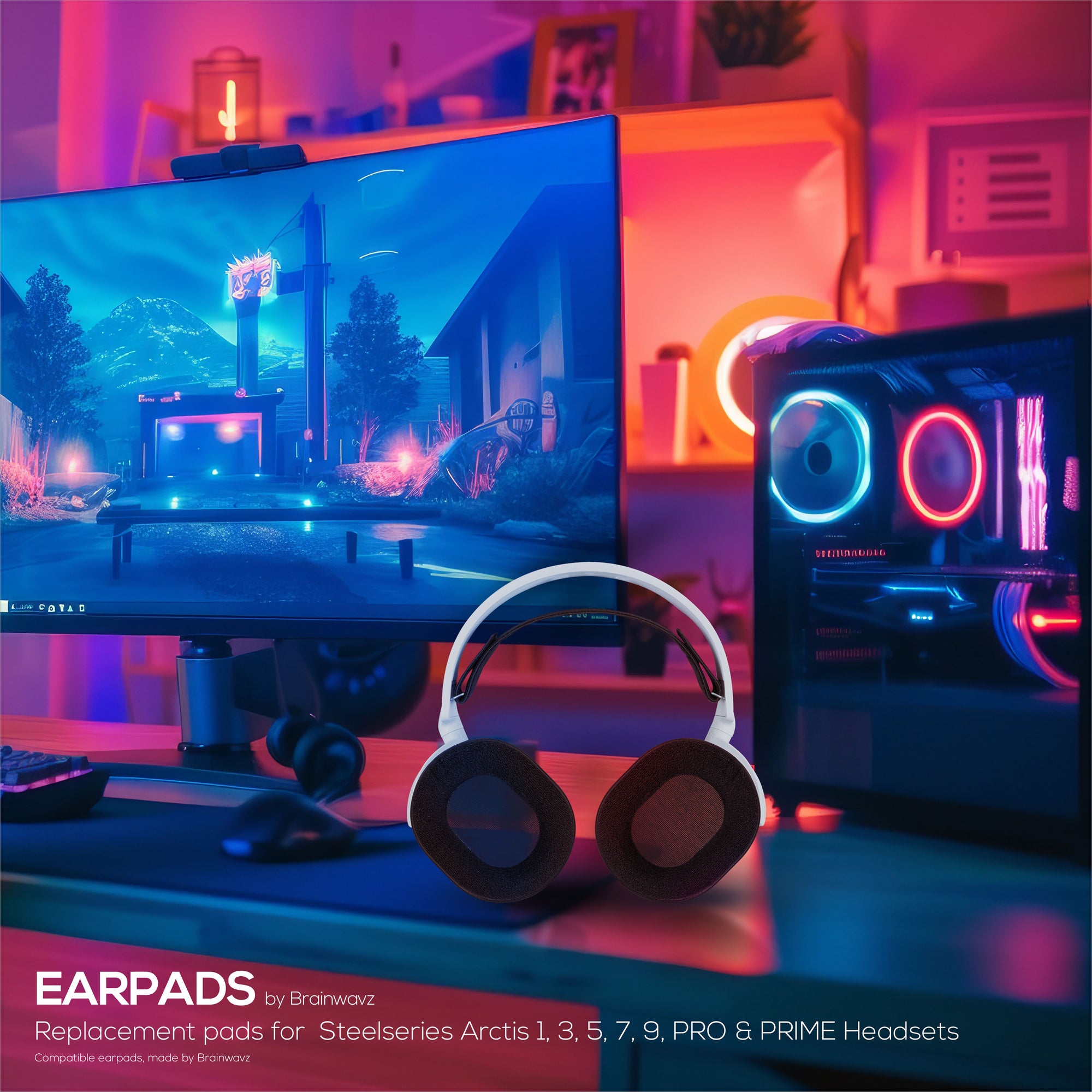 وسائد أذن هجينة لسماعات Steelseries Arctis 1، 3، 5، 7، 9، PRO & PRIME - رغوة الذاكرة السميكة، أكثر راحة وتدوم طويلاً