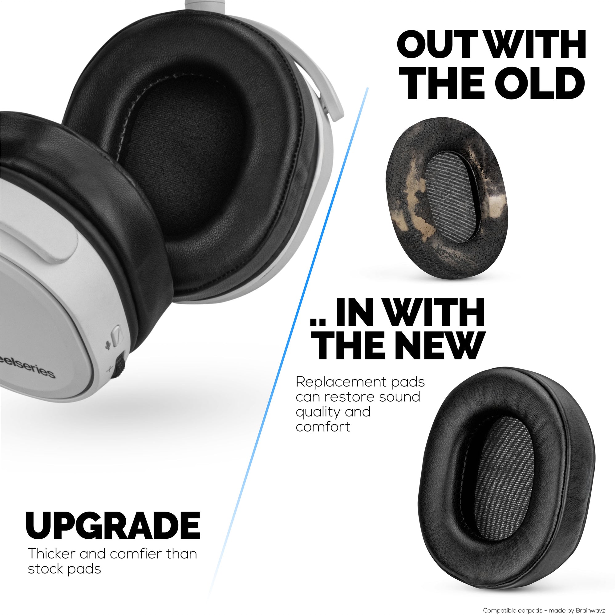 Fåreskinds ørepuder til Steelseries Arctis 1, 3, 5, 7, 9, PRO & PRIME headsets, ægte læder med memoryskum