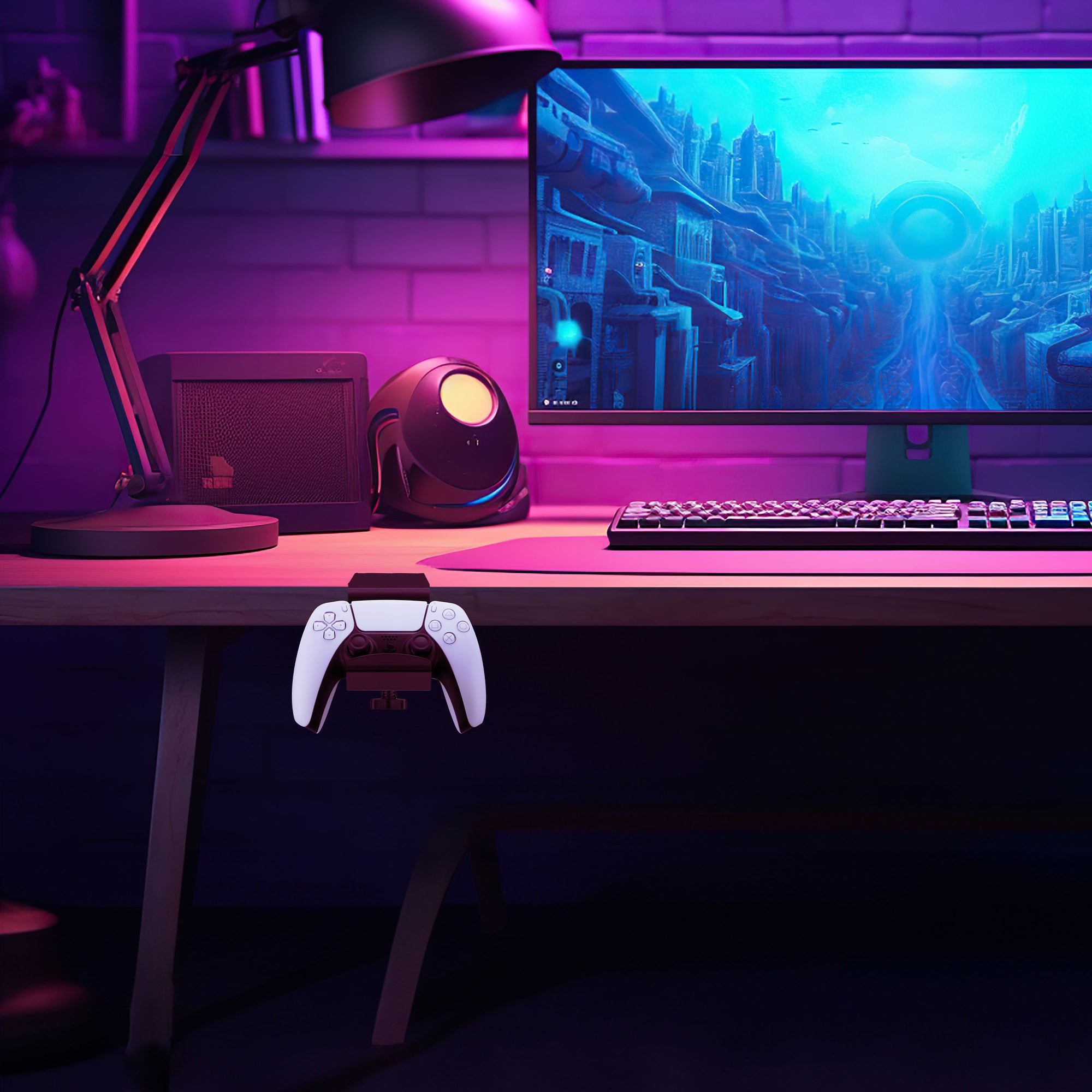 Desk Game Controller Holder Stand med justerbar klemme - Universal Design til XBOX, PS5, PS4, PC, Steelseries, Steam