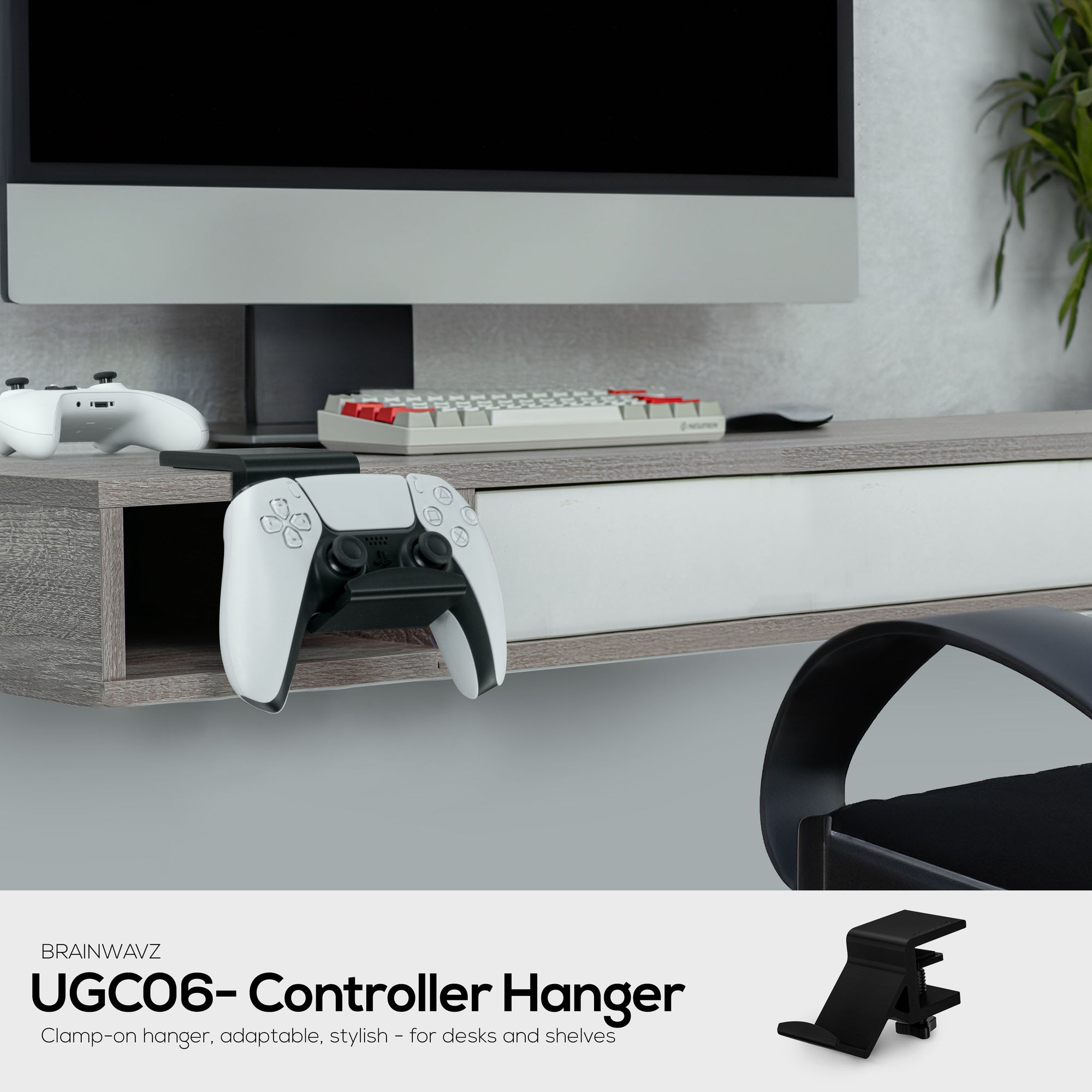Desk Game Controller Holder Stand med justerbar klemme - Universal Design til XBOX, PS5, PS4, PC, Steelseries, Steam