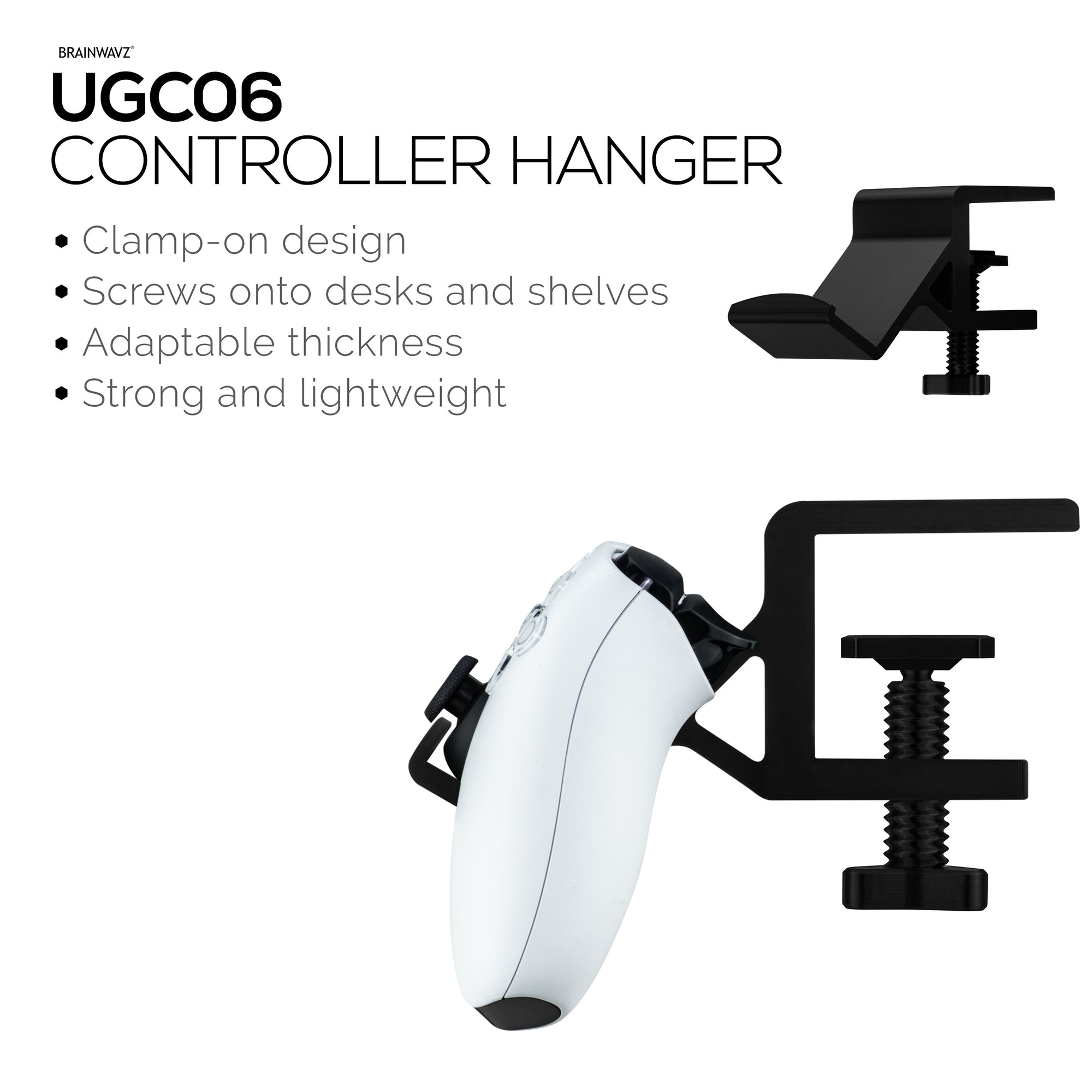 Desk Game Controller Holder Stand med justerbar klemme - Universal Design til XBOX, PS5, PS4, PC, Steelseries, Steam