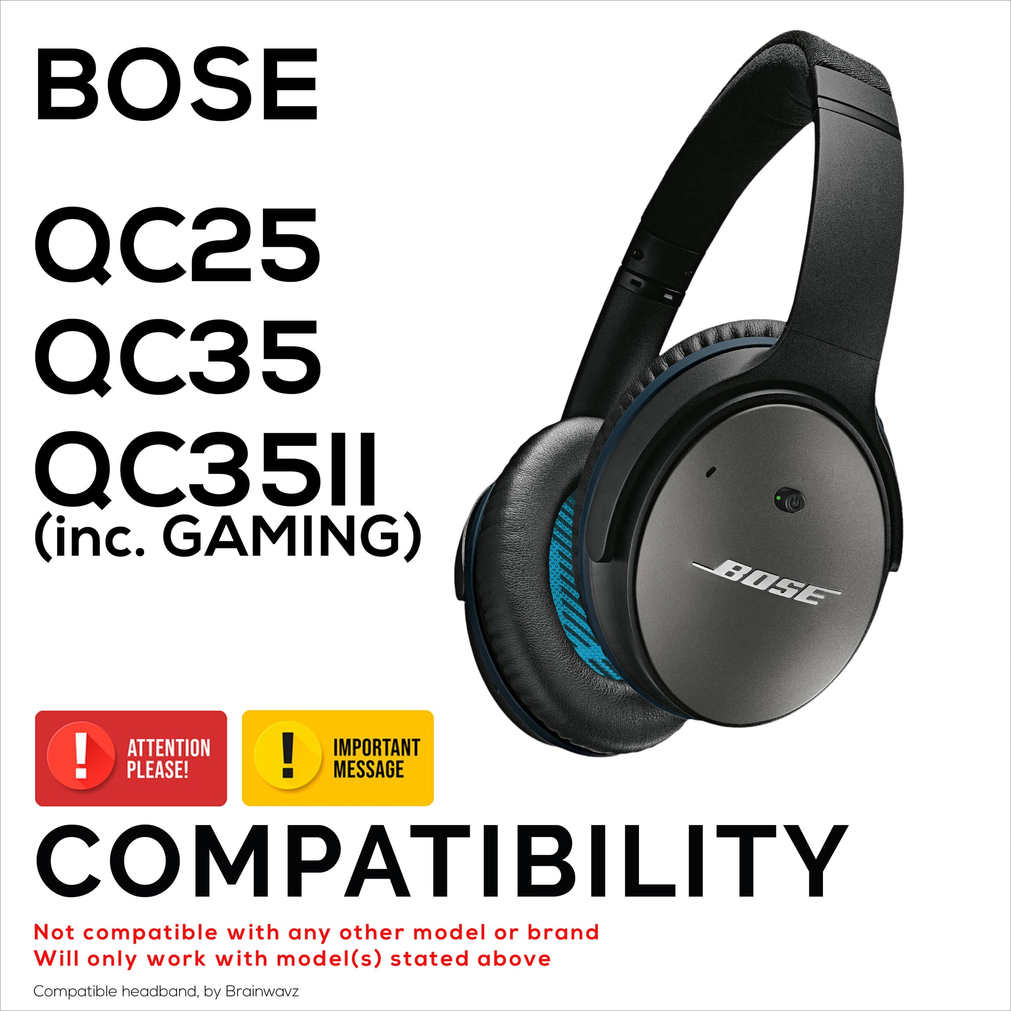 عصابة رأس بديلة لسماعات Bose QuietComfort QC25، QC35، QC35II وQC35II - جلد PU ناعم وإسفنج