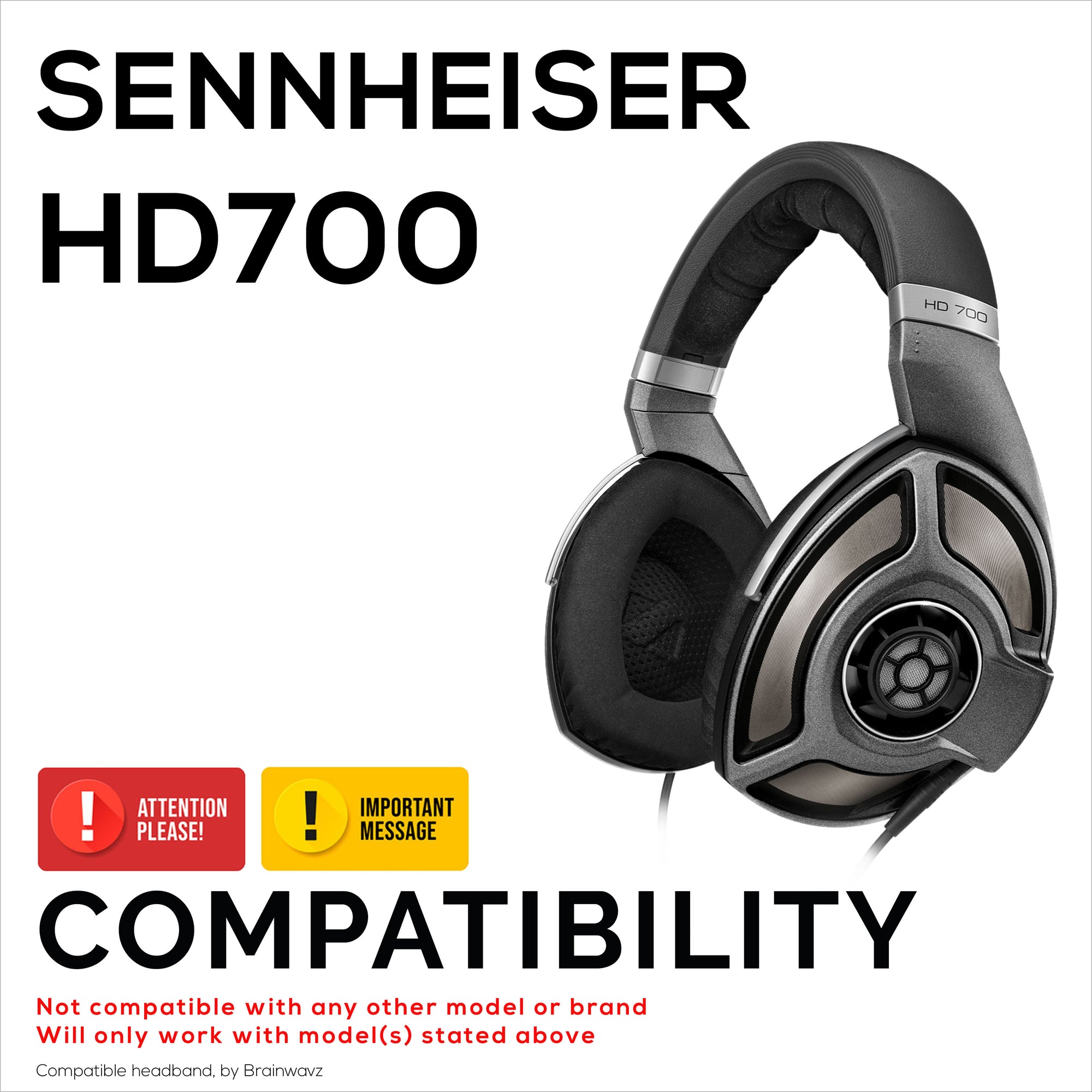 عصابة رأس بديلة لسماعات SENNHEISER HD700 - وسادة وسادة من جلد البولي يوريثان الناعم وإسفنج الذاكرة