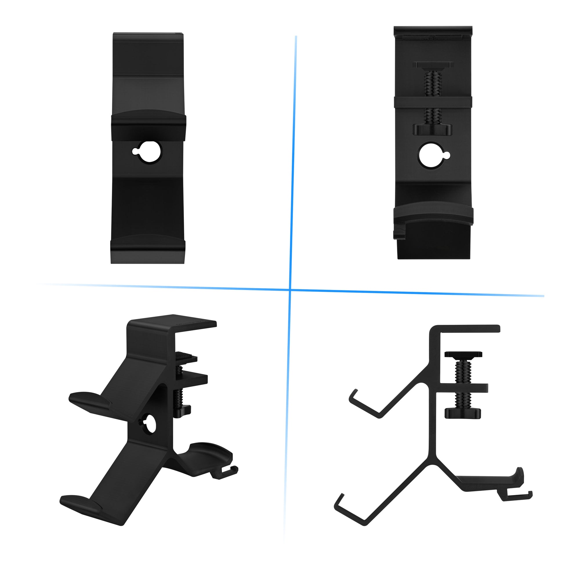 The Grebe - حامل سماعة الرأس وجهاز التحكم المزدوج في الألعاب - يتم توصيله بجانب المكتب، حامل سماعات الرأس الموجود أسفل المكتب، مناسب لجميع سماعات الرأس ولوحات الألعاب