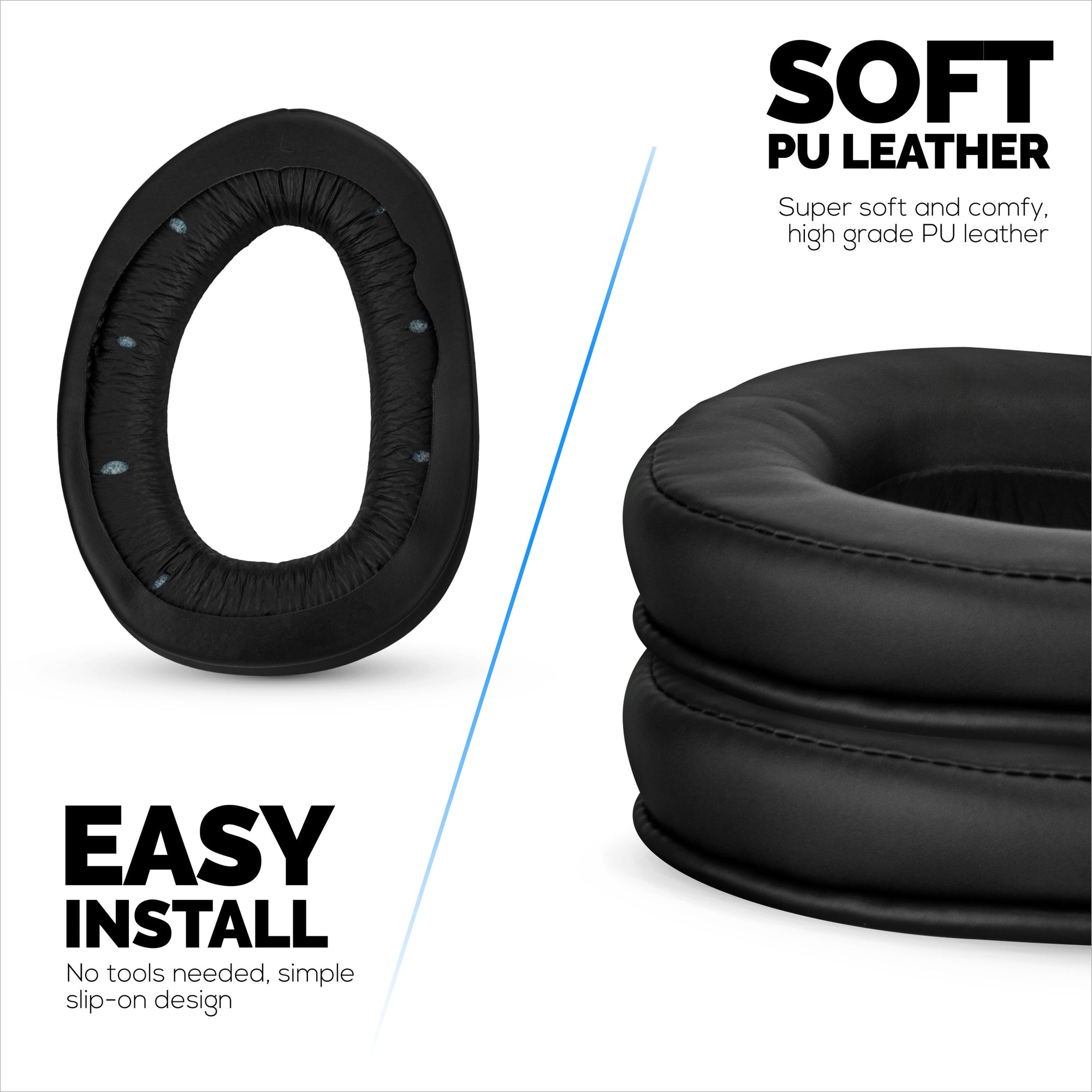 وسائد أذن بديلة لسماعات الرأس SENNHEISER GSP300 وGSP350 وGSP301 وGSP302 وGSP303 وGSP370 - جلد صناعي ناعم ورغوة ذاكرة