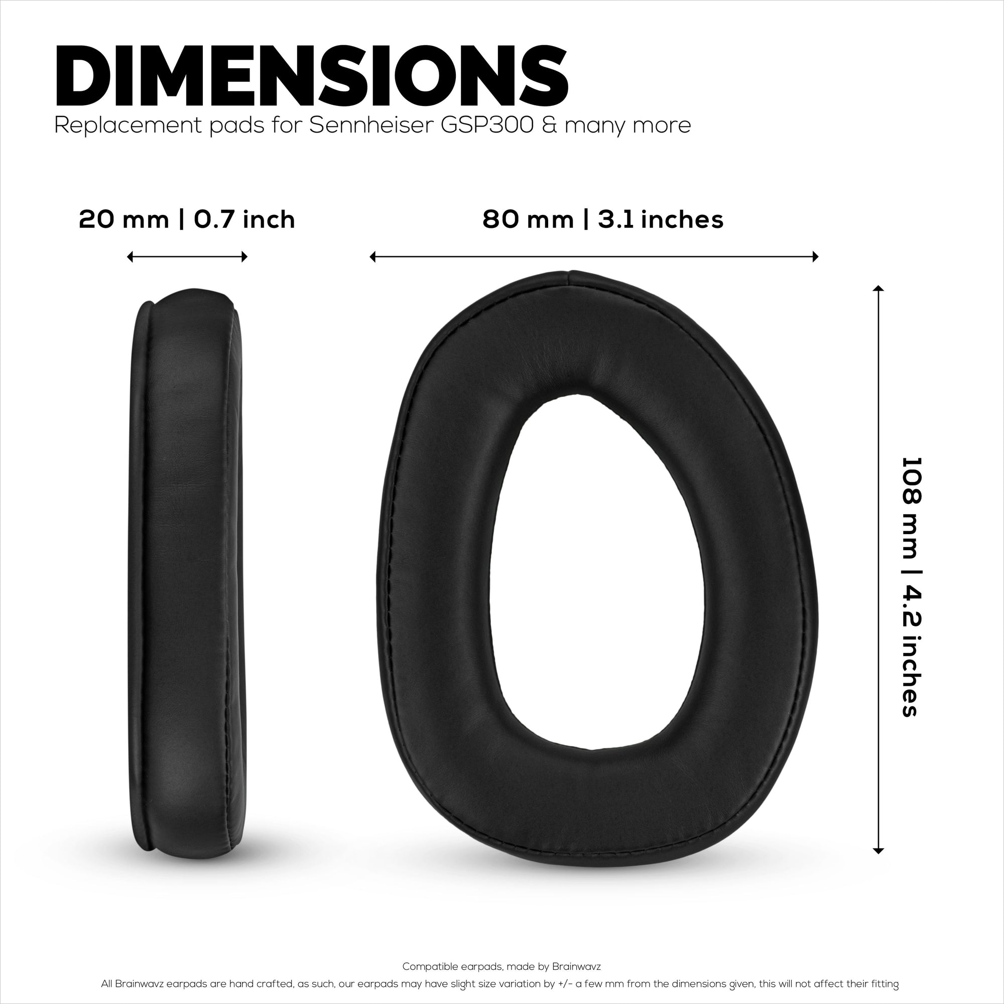 وسائد أذن بديلة لسماعات الرأس SENNHEISER GSP300 وGSP350 وGSP301 وGSP302 وGSP303 وGSP370 - جلد صناعي ناعم ورغوة ذاكرة