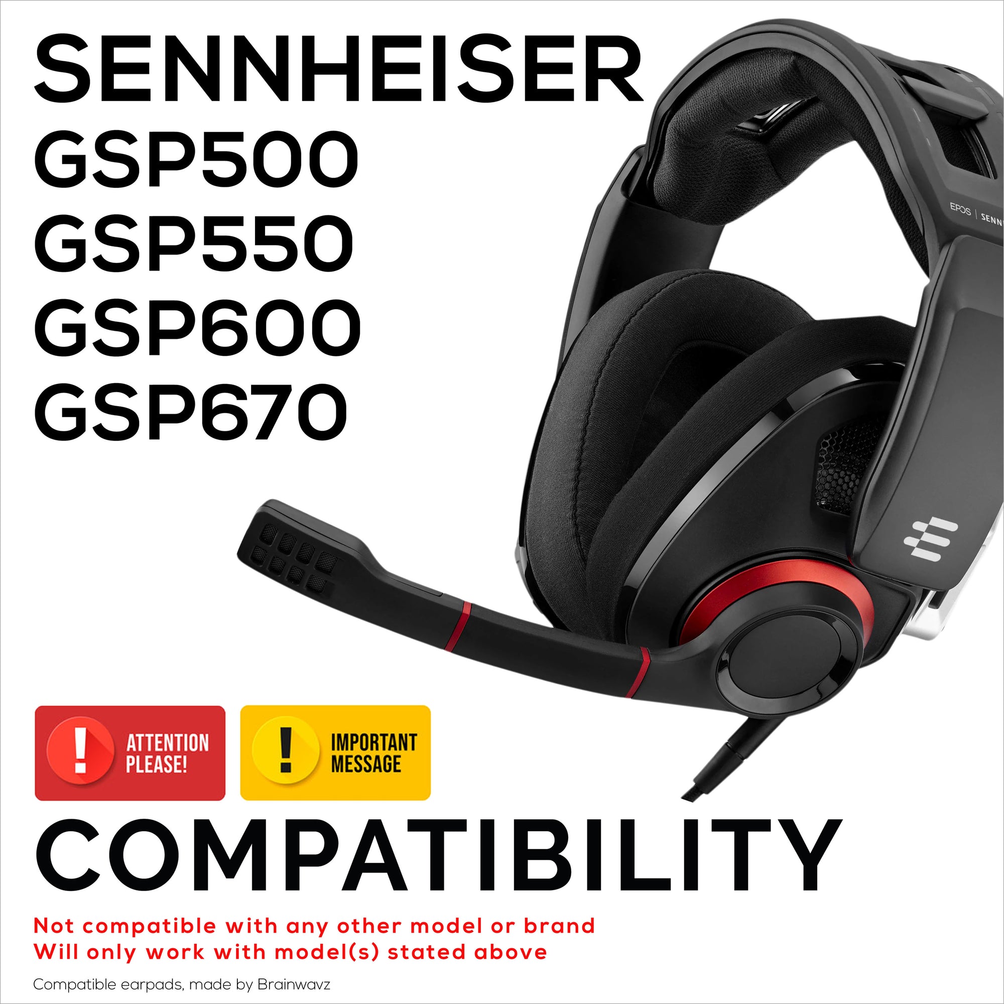 Náhradní náušníky pro sluchátka Sennheiser GSP500, GSP550, GSP600 a GSP670 – PU kůže a paměťová pěna