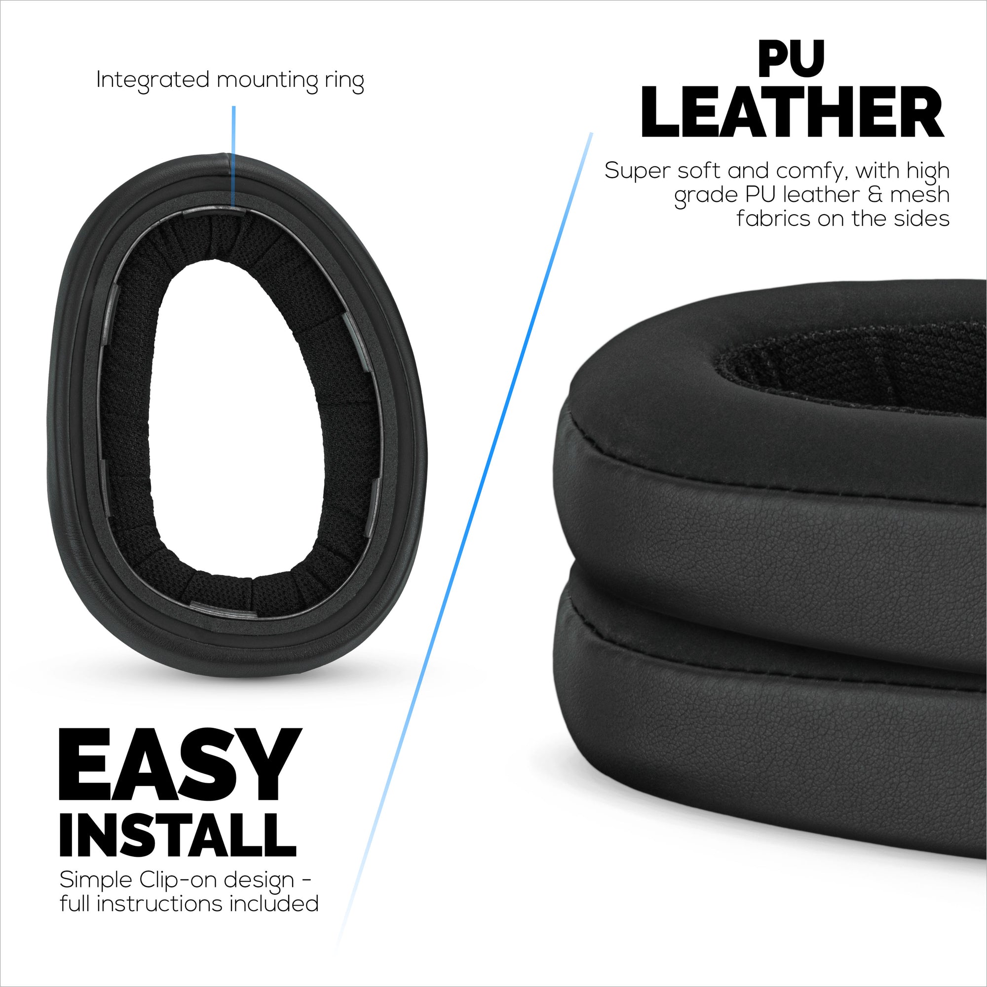 Náhradní náušníky pro sluchátka Sennheiser GSP500, GSP550, GSP600 a GSP670 – PU kůže a paměťová pěna