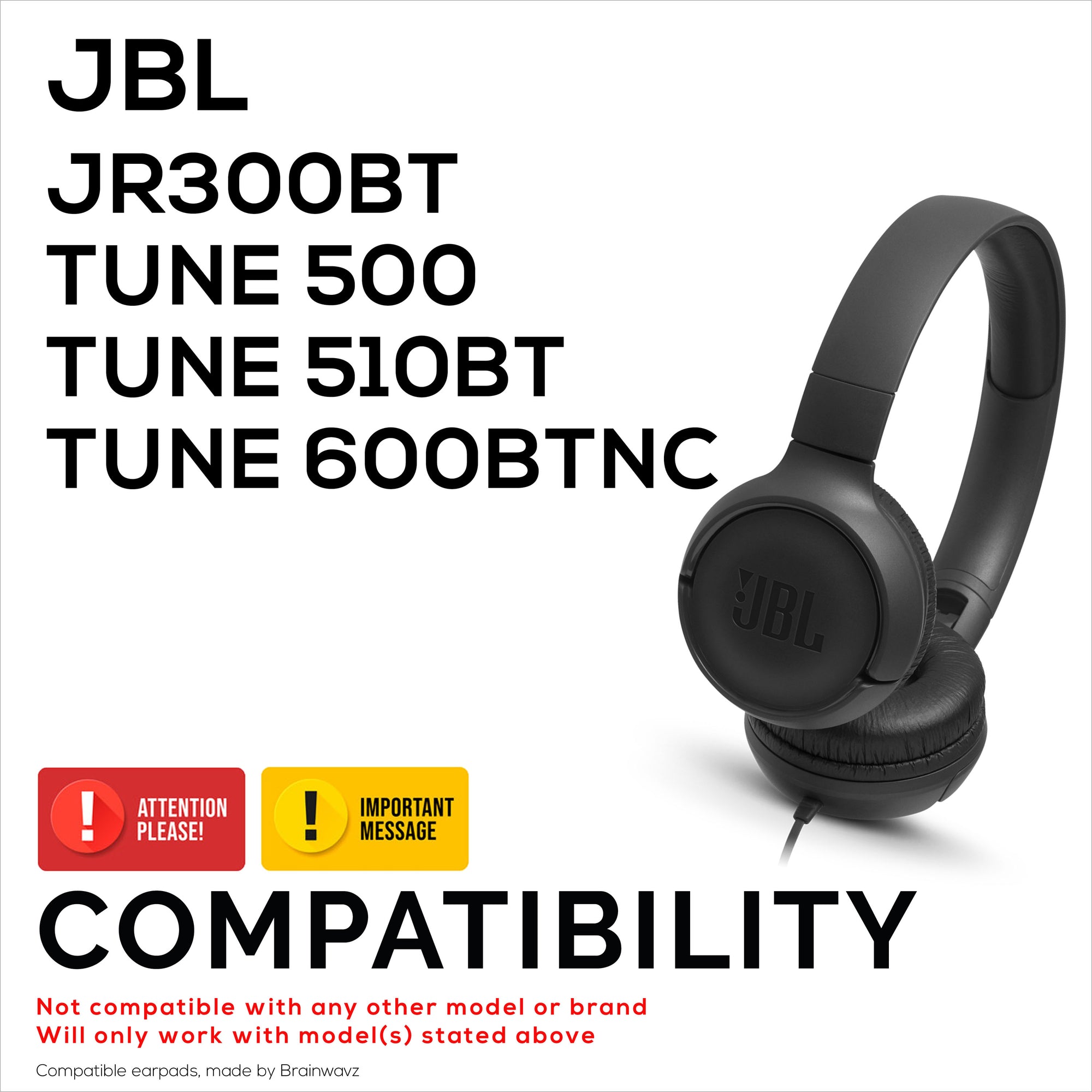 وسادات أذن هجينة لسماعات JBL JR300BT وTUNE 500 و510BT و600BTNC، جل بارد، نسيج فائق النعومة، جلد بولي يوريثين ورغوة ذاكرة سميكة