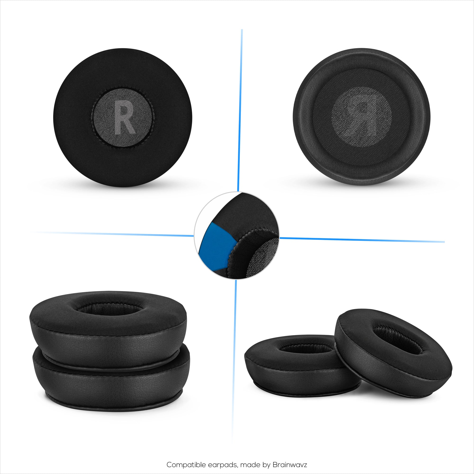 وسادات أذن هجينة لسماعات JBL JR300BT وTUNE 500 و510BT و600BTNC، جل بارد، نسيج فائق النعومة، جلد بولي يوريثين ورغوة ذاكرة سميكة