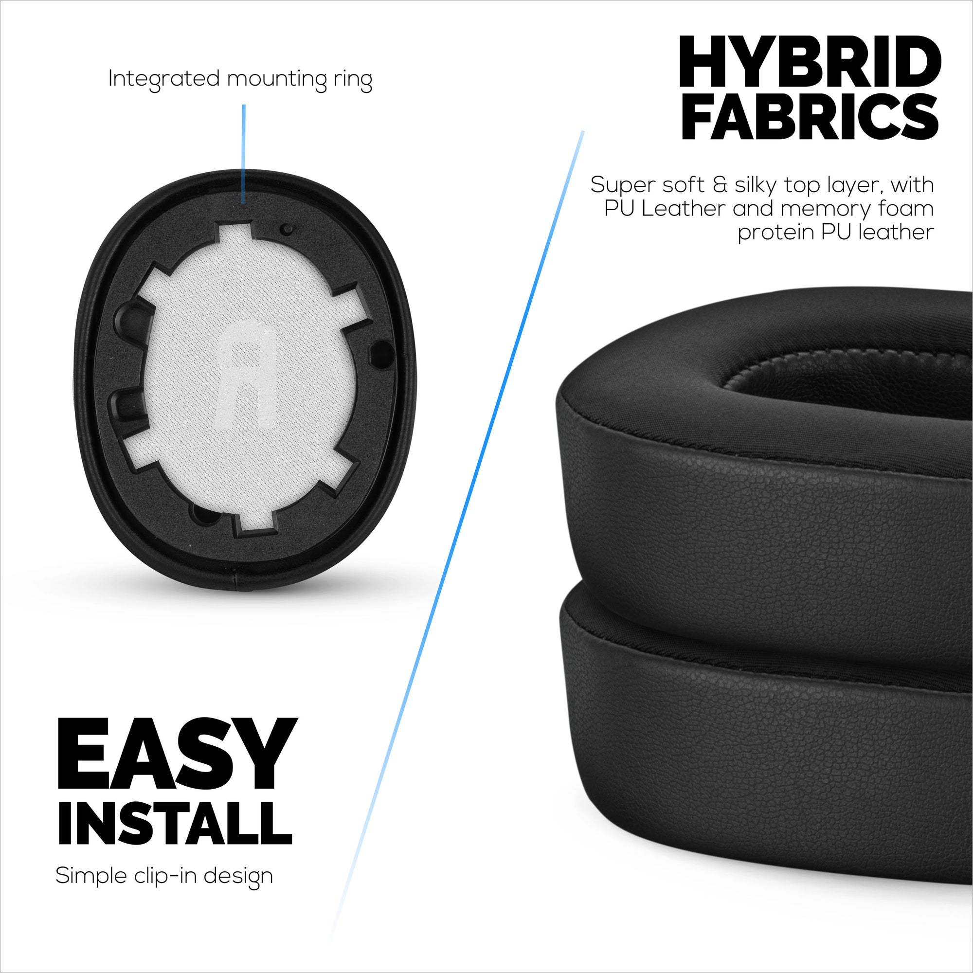 وسادات أذن هجينة لسماعات JBL TUNE 750BT وTUNE 760BTNC وTUNE 700BTNC وTUNE 700BT وTUNE 750BTNC، جل ناعم بارد، نسيج فائق النعومة، جلد بولي يوريثين ورغوة ذاكرة