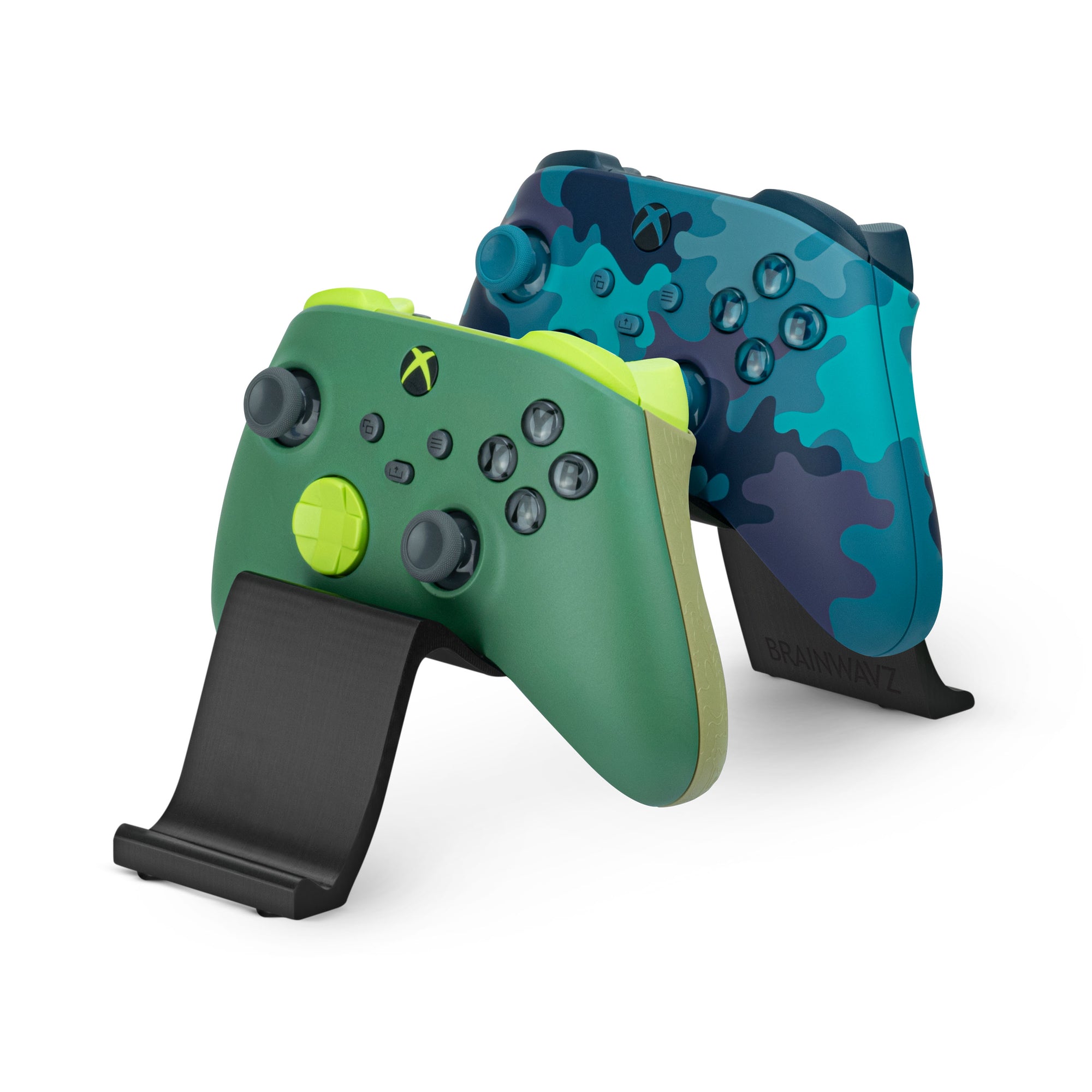 حامل وحدة تحكم الألعاب المزدوجة لسطح المكتب - تصميم موجة أنيق وبسيط، مناسب لأجهزة PS5 وXbox وSwitch والكمبيوتر الشخصي ولوحات الألعاب القديمة