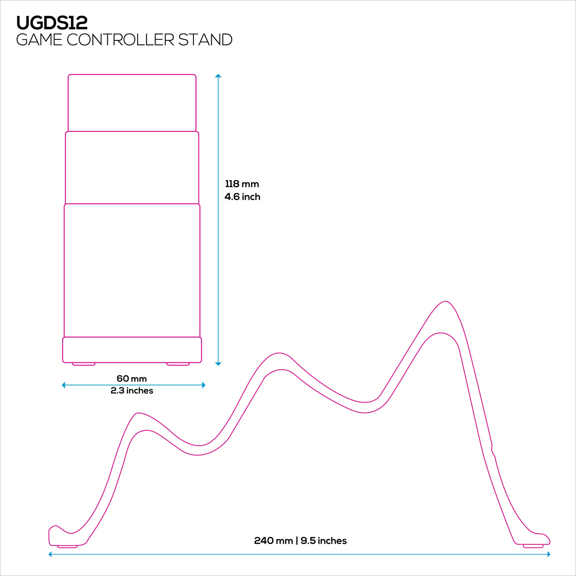 حامل وحدة تحكم الألعاب المزدوجة لسطح المكتب - تصميم موجة أنيق وبسيط، مناسب لأجهزة PS5 وXbox وSwitch والكمبيوتر الشخصي ولوحات الألعاب القديمة
