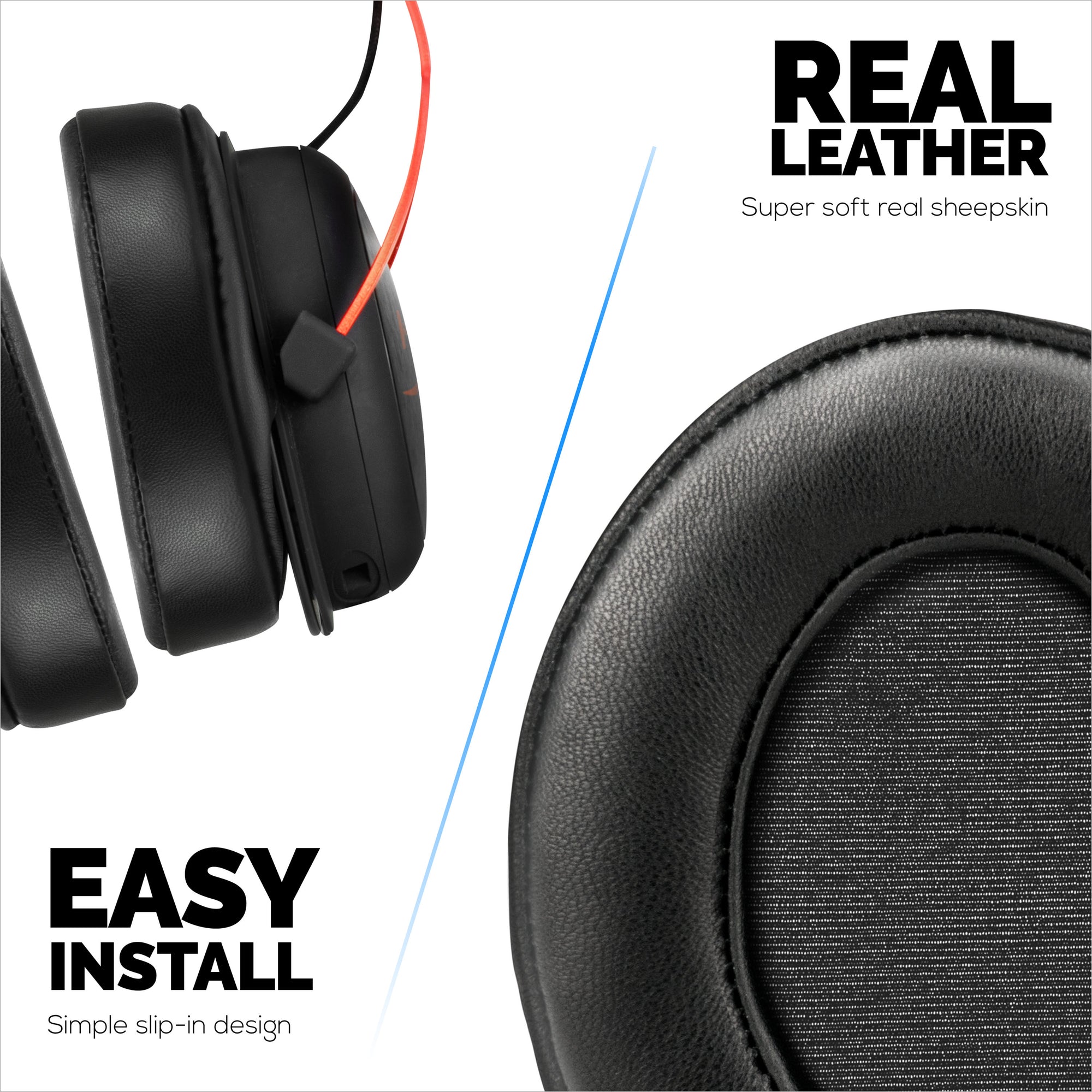 Schapenvacht gel oorkussens voor HyperX Cloud 1, 2 Wireless, Core, Flight S, Alpha S headsets en meer, zacht leer, verkoelende gel, extra comfort, duurzaam en langdurig