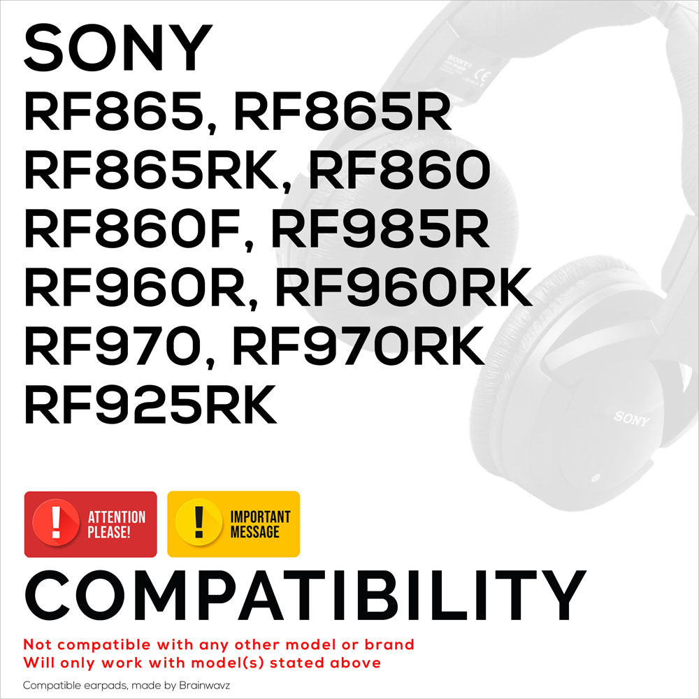Náhradní kožené náušníky pro sluchátka Sony RF985R, RF960R, RF960RK, RF970, RF970RK, RF925RK, RF865, RF865R, RF865RK, RF860, RF860F