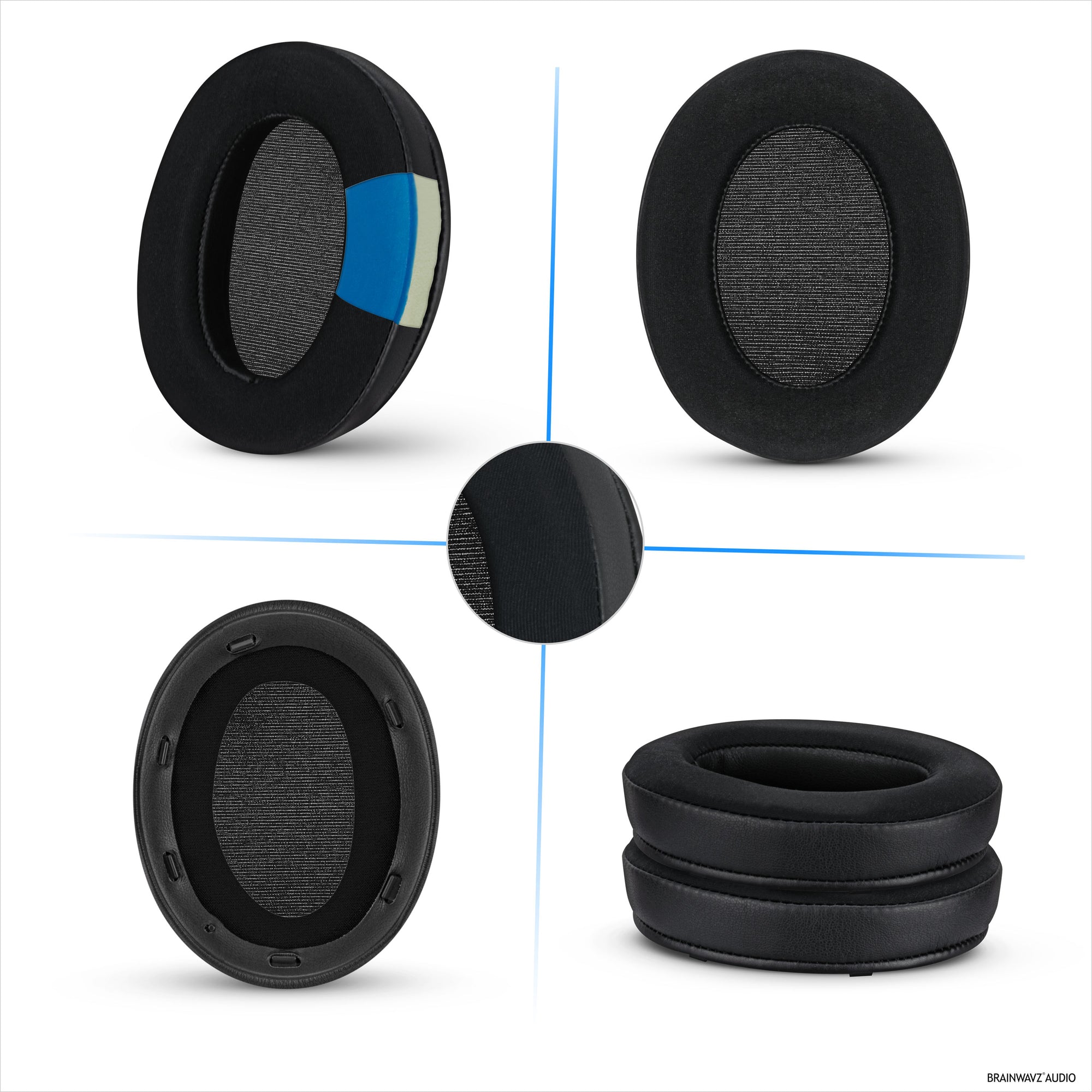Hybrid Earpads for Sony WH-XB910N Headphones, Cool Gel, Super Soft Fabric, PU Leather & Thicker Memory Foam