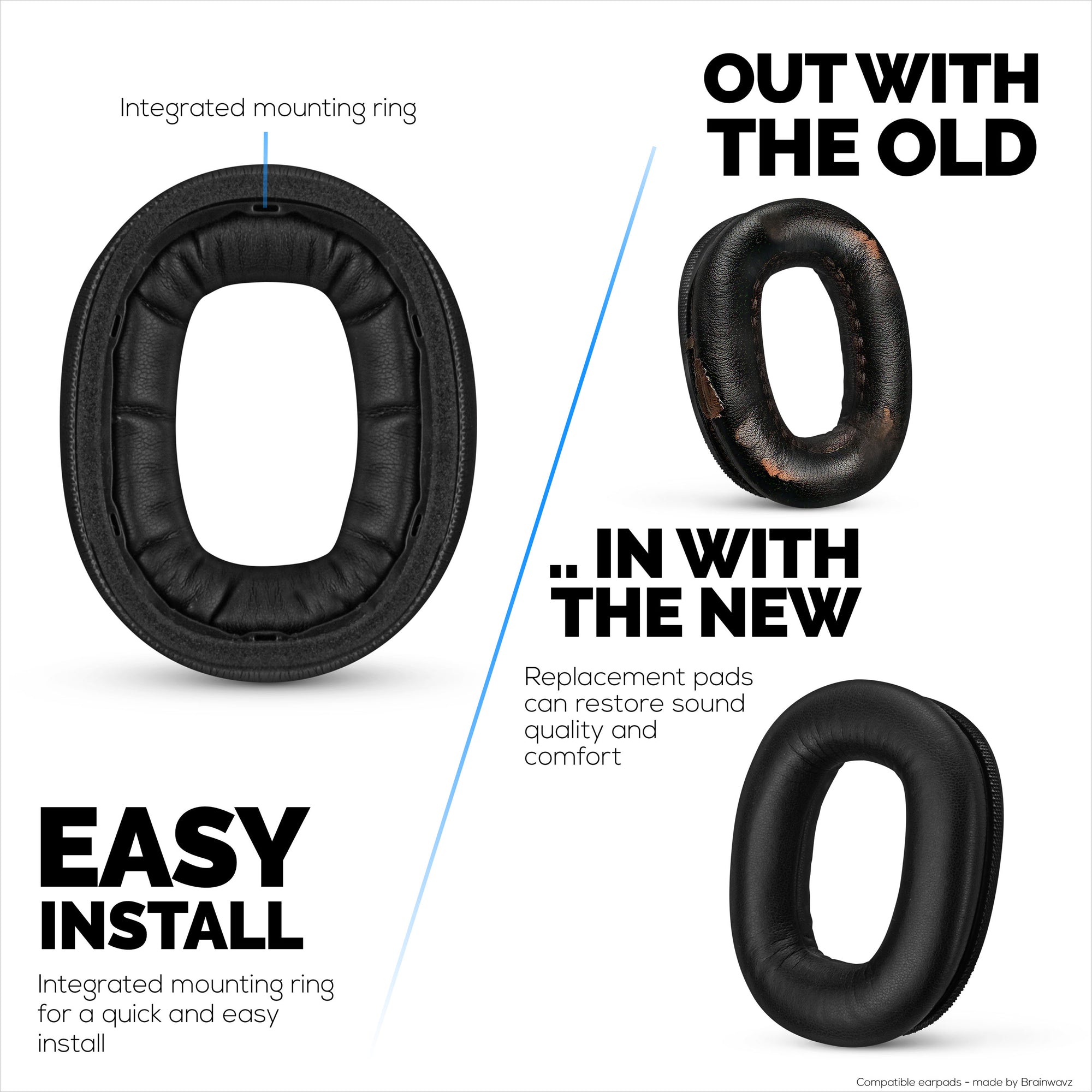 وسائد أذن بديلة لسماعات الرأس Marshall Monitor 2، مصنوعة من جلد البولي يوريثان، ورغوة الذاكرة لمزيد من الراحة، وسائد أذن مطورة ومتينة وطويلة الأمد