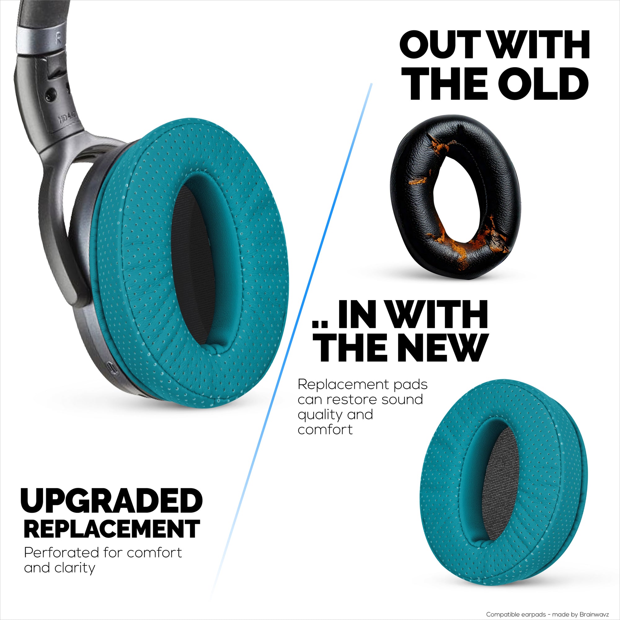 وسادات أذن بديلة مثقبة لسماعات Sennheiser HD 4.50، HD 350BT، HD 4.40BT، HD 4.50BT، HD 4.50BTNC، HD 450BT. مصنوعة من جلد البولي يوريثان الناعم وإسفنج الذاكرة.