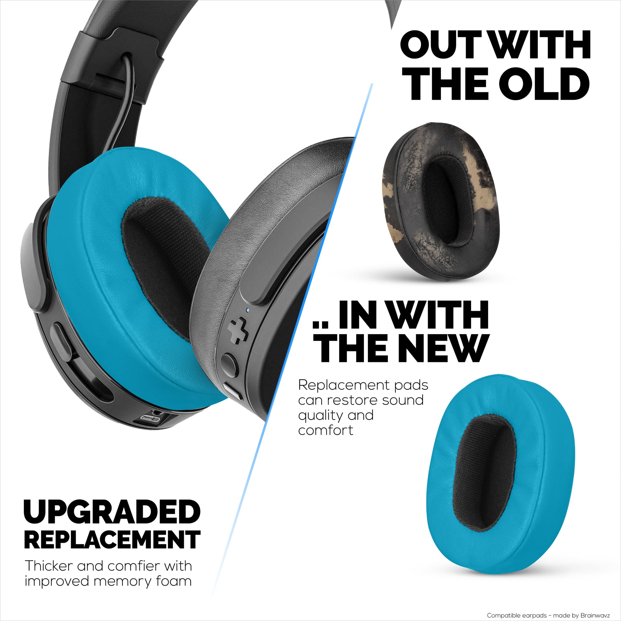 Replacement Earpads for Skullcandy Crusher Wireless, Hesh 3/ANC/EVO, Venue ANC & More - Extra Comfortable Foam, Durability and Noise Isolation