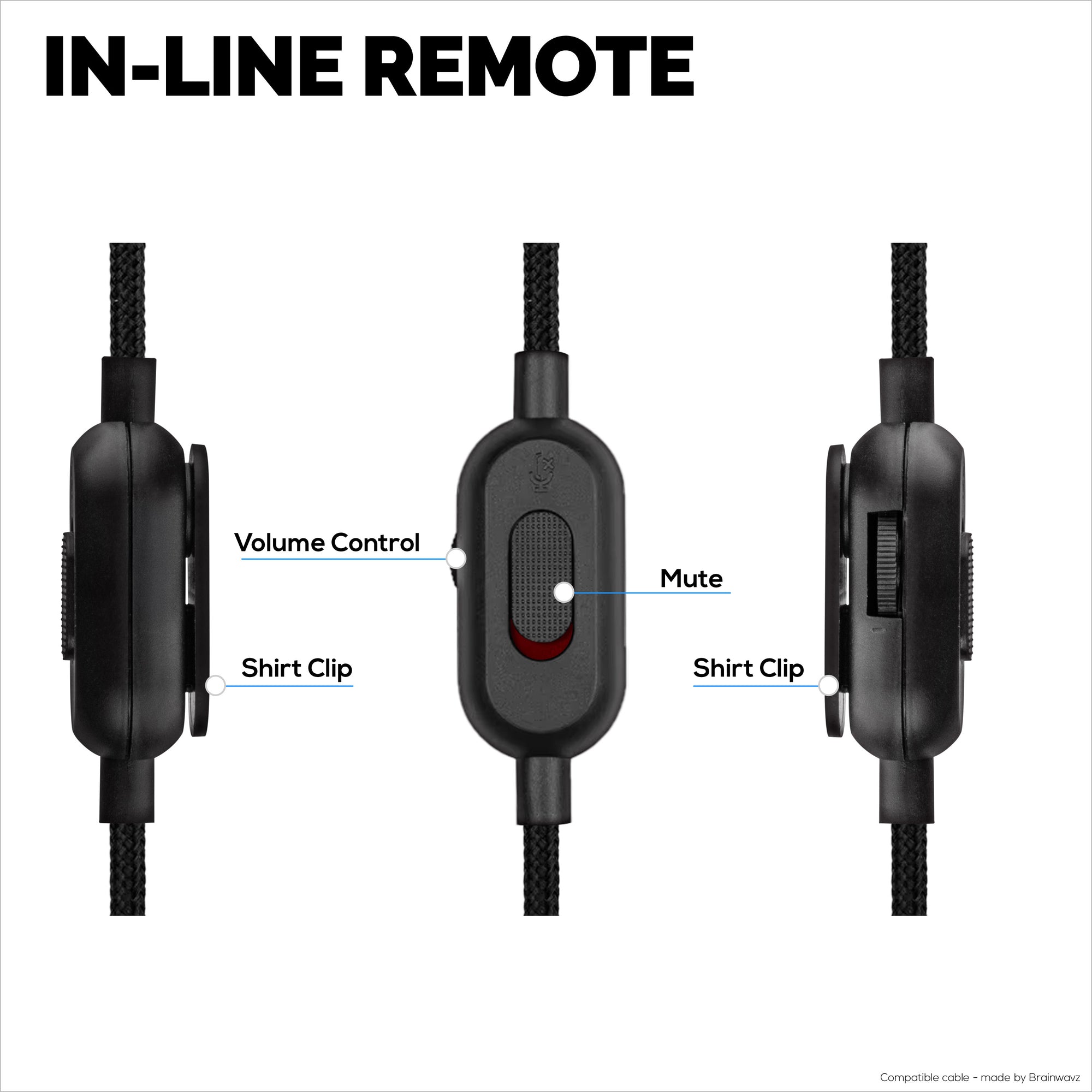 Replacement Audio Cable Compatible with Logitech G Pro, G Pro X, G433, G233 – Inline Remote with Mute & Volume Control