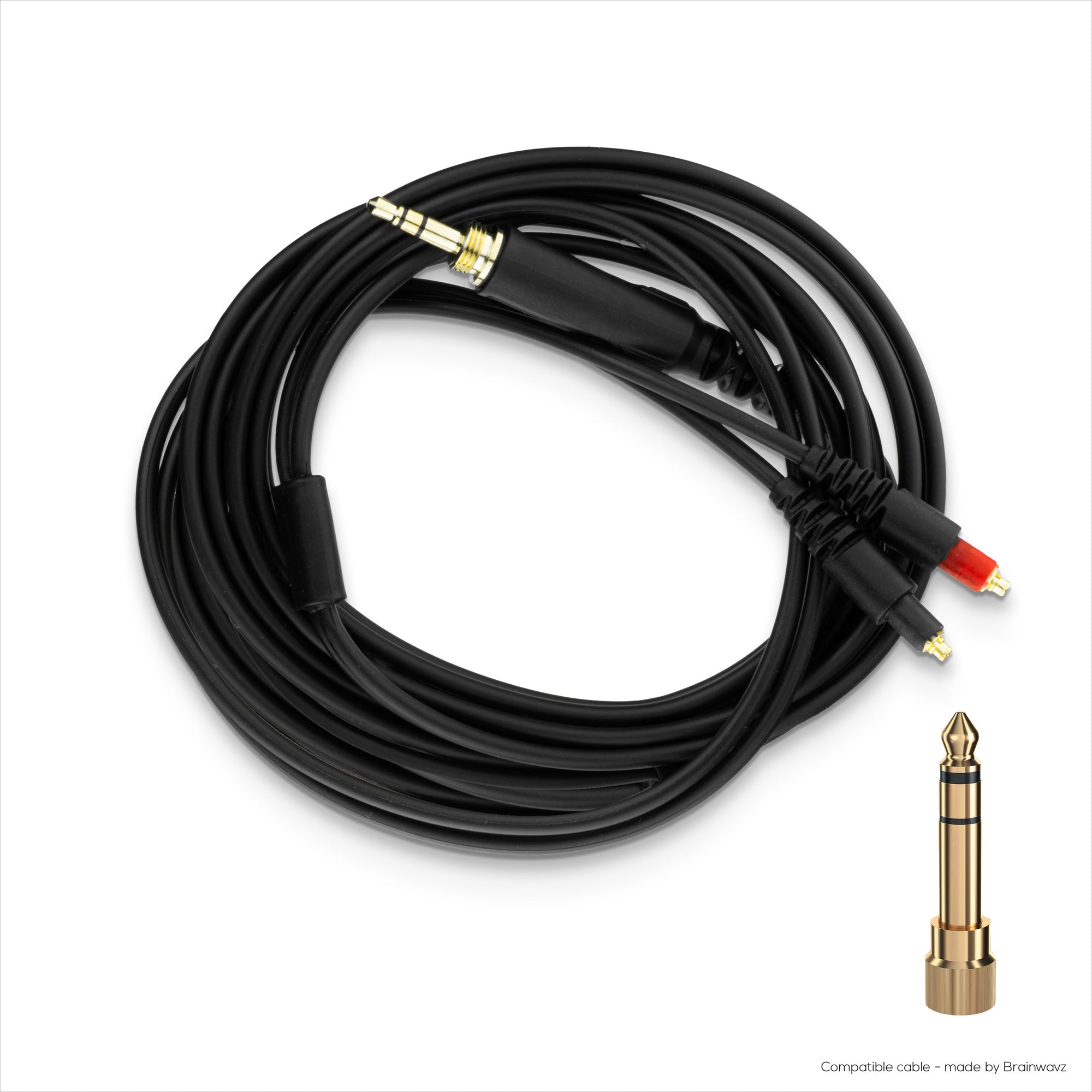 كابل صوت بديل متوافق مع سماعات الرأس Shure SRH1440 وSRH1540 وSRH1840 - موصلات مطلية بالذهب من MMCX إلى 3.5 مم مع محول 6.5 مم