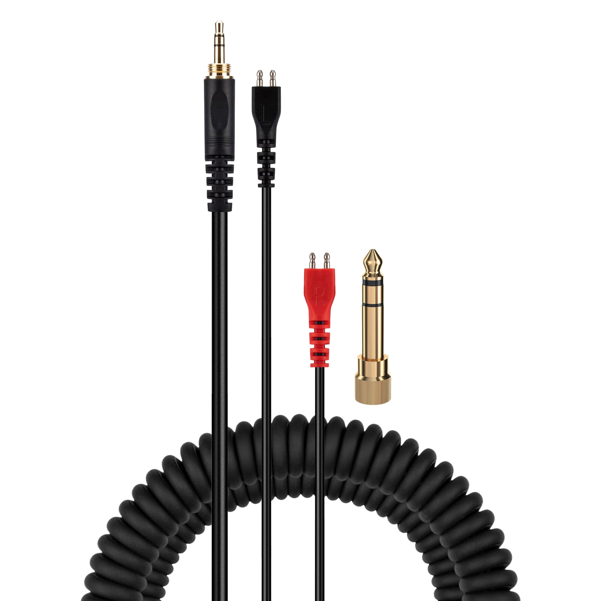 كابل صوت بديل ملفوف متوافق مع سماعات الرأس Sennheiser HD25 وHD560 وHD540 وHD480 وHD430 وHD414 وHD250 - مقابس مطلية بالذهب مقاس 3.5 مم