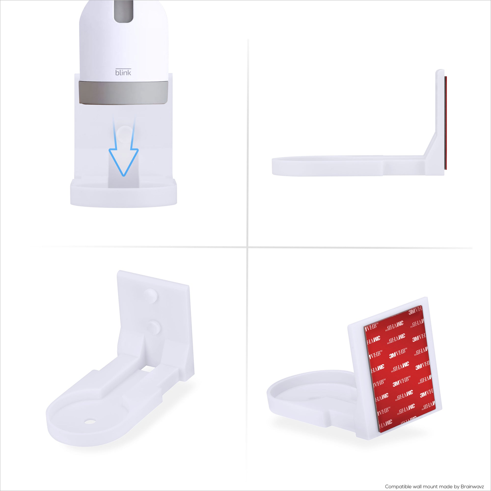 حامل جداري بدون براغي لكاميرا Blink Mini Pan Tilt، حامل سهل التركيب، بدون فوضى، حامل VHB قوي مع خيار المسمار
