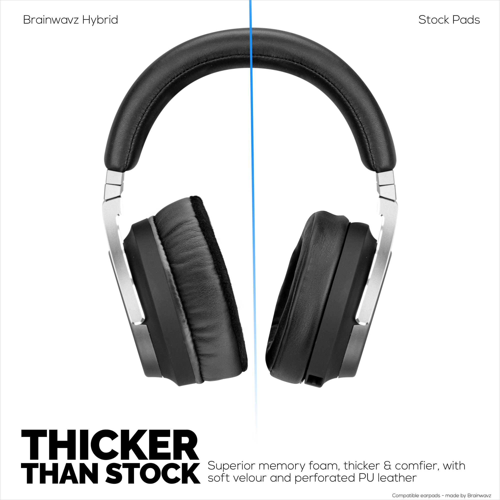 وسادات أذن سميكة هجينة لسماعات Corsair Virtuoso RGB (لاسلكية/XT/SE) - إسفنج ميموري مع قطيفة ومادة هجينة من جلد البولي يوريثان