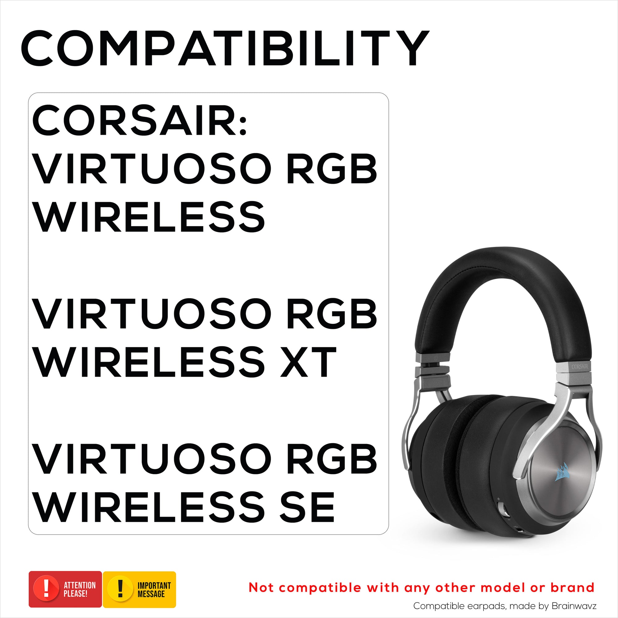 وسائد أذن هجينة لسماعات الألعاب Corsair Virtuoso RGB (لاسلكية/XT/SE) - جل تبريد، إسفنج الذاكرة، متين، سميك وعازل للصوت
