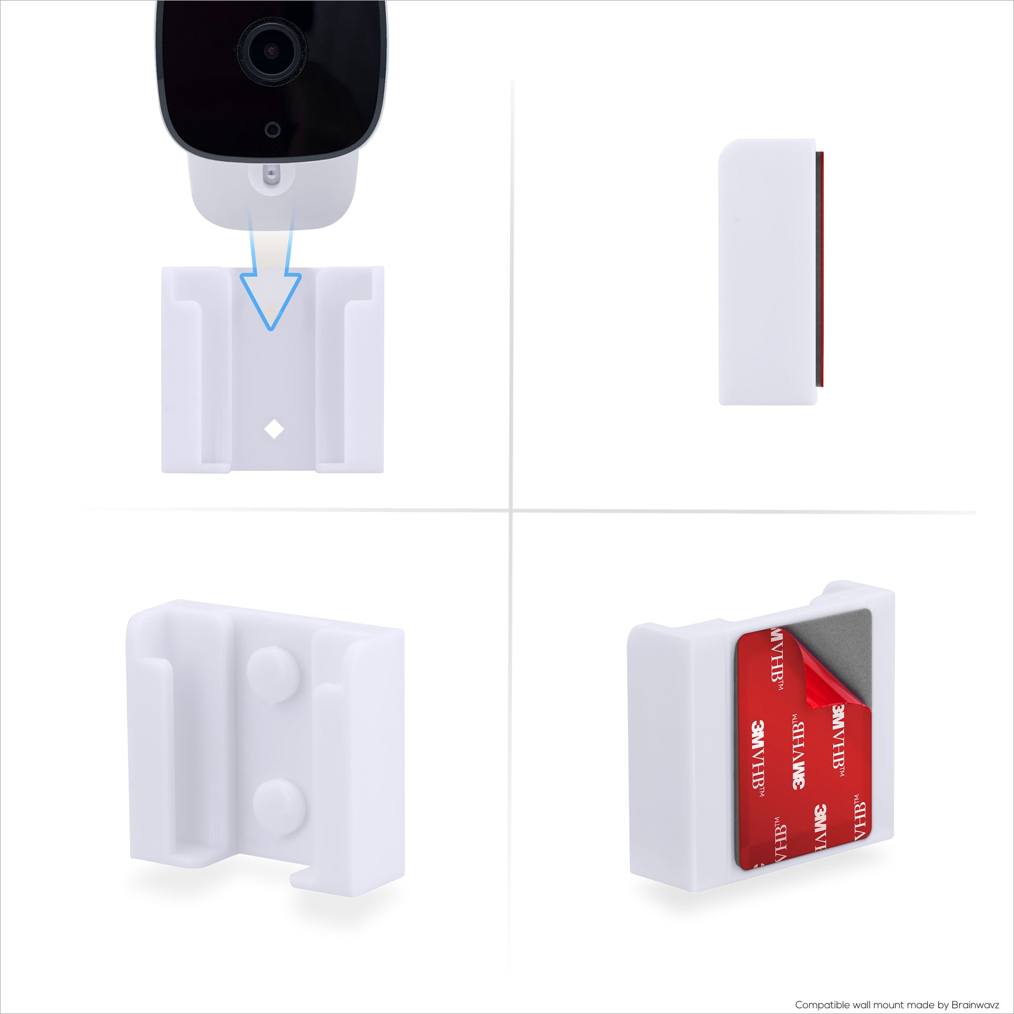 قطعتان من حامل التثبيت على الحائط اللاصق لكاميرا الأمان Eufy Solo C2 / C24 (T120X)، يتم تثبيته وتثبيته بالمسمار
