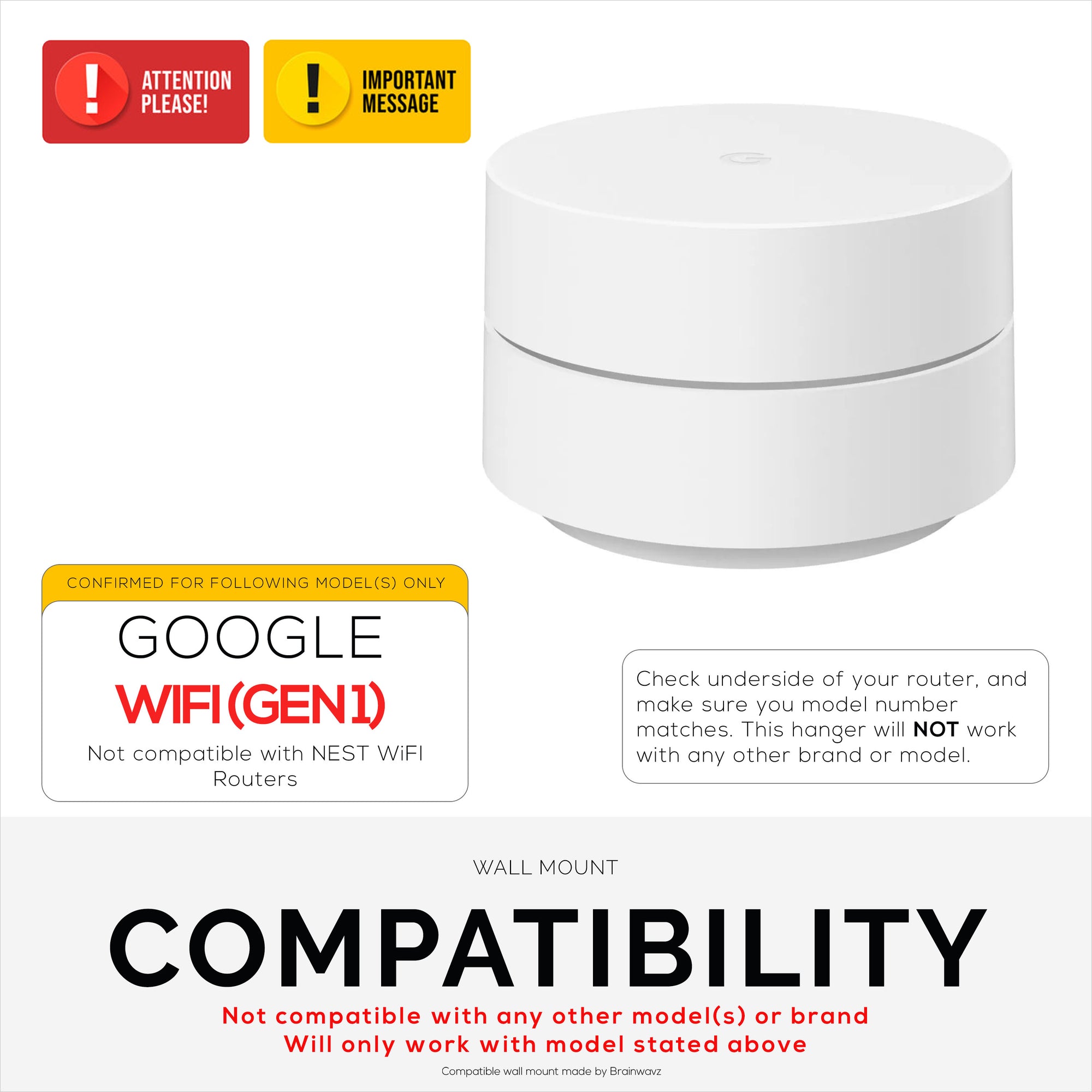 Google WiFi Adhesive Wall and Ceiling Mount (01) - Easy to Install & No Mess